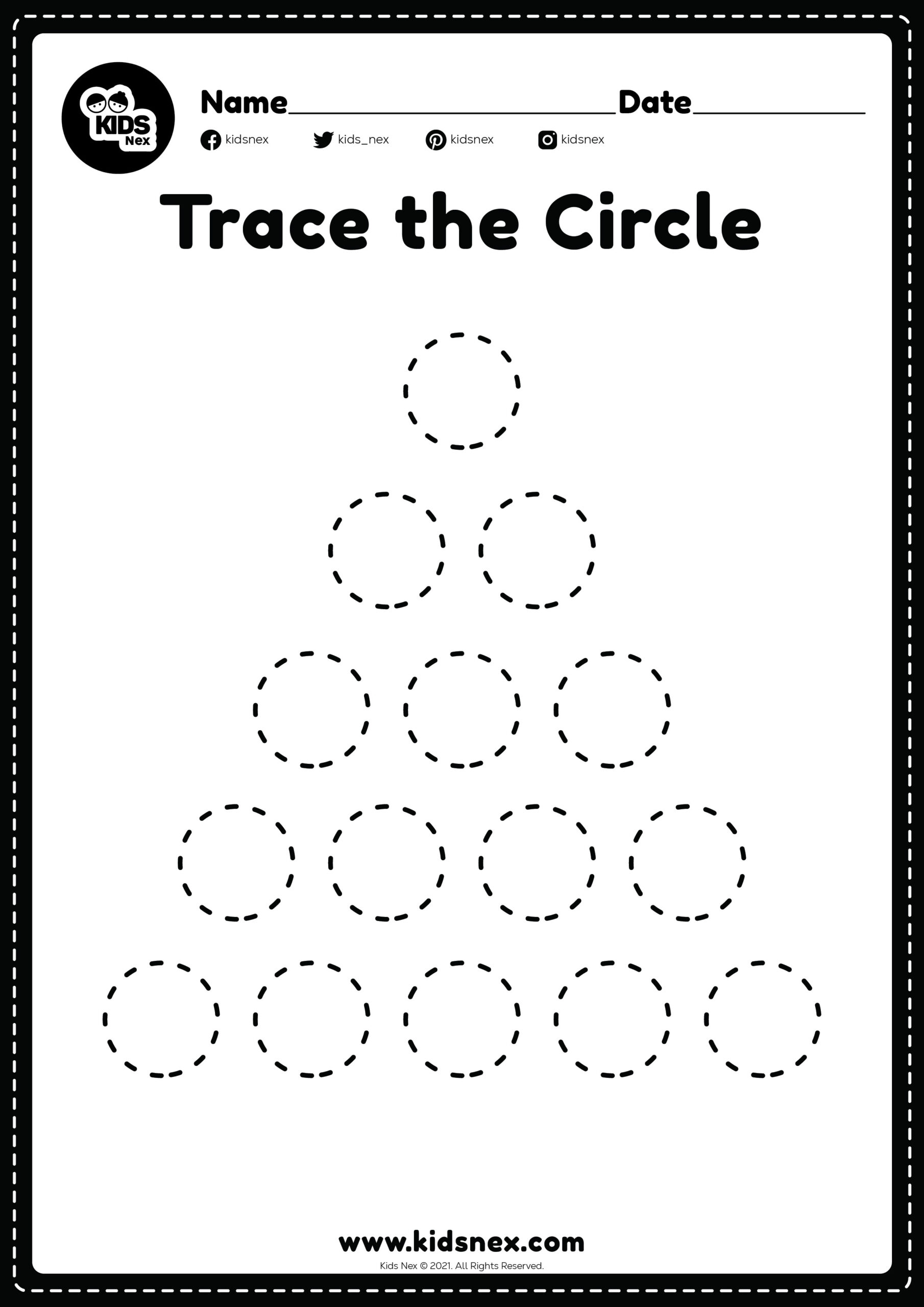 Tracing Circles Worksheet Printable | Kidsnex for Free Printable Circle Worksheet Preschool