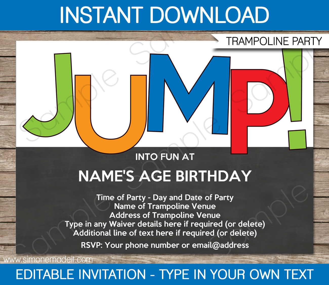 Trampoline Party Invitations Template - Boys with regard to Free Printable Trampoline Birthday Party Invitation Template Free