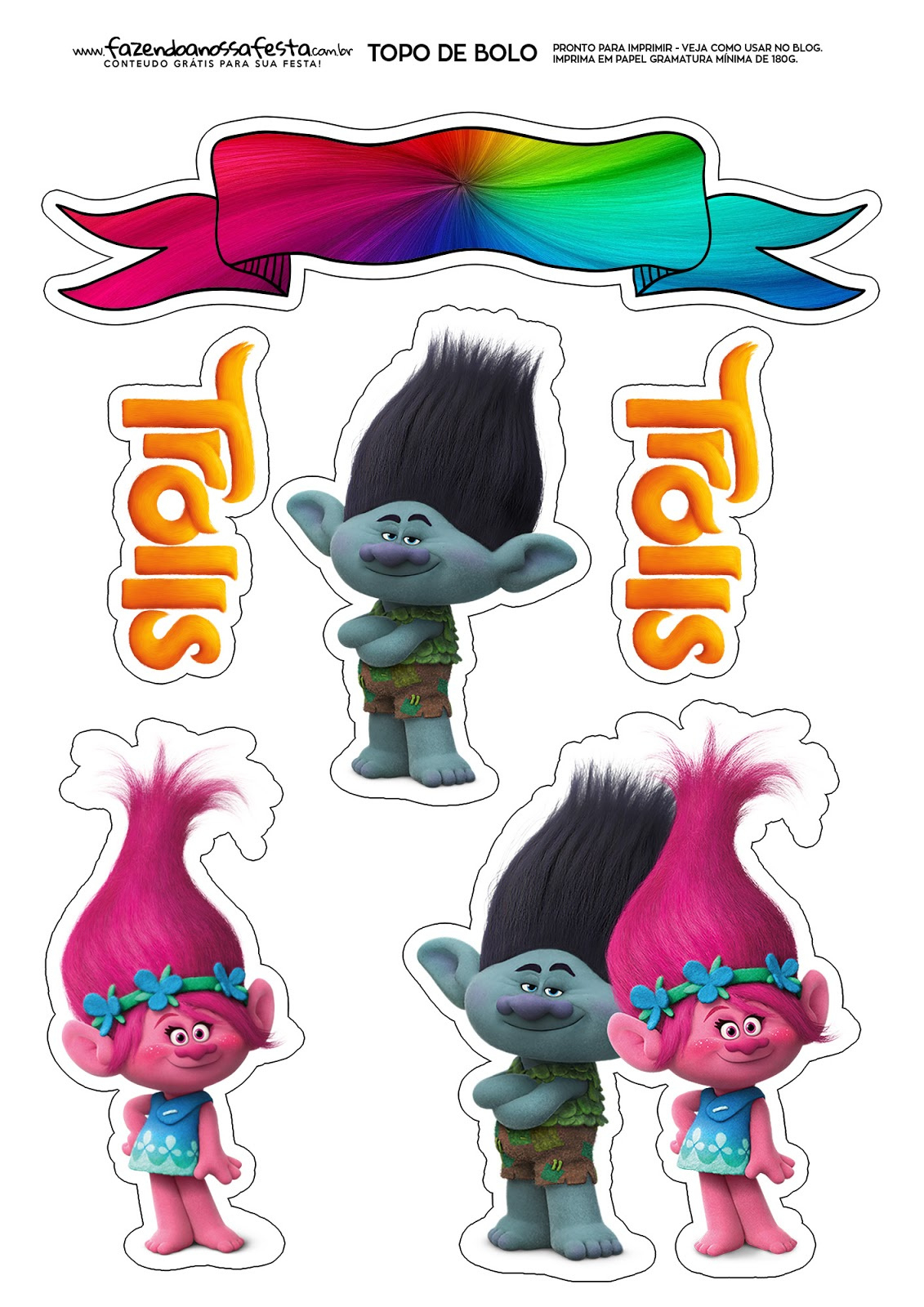 Trolls: Free Printable Cake Toppers. - Oh My Fiesta! In English pertaining to Trolls Party Printables Free