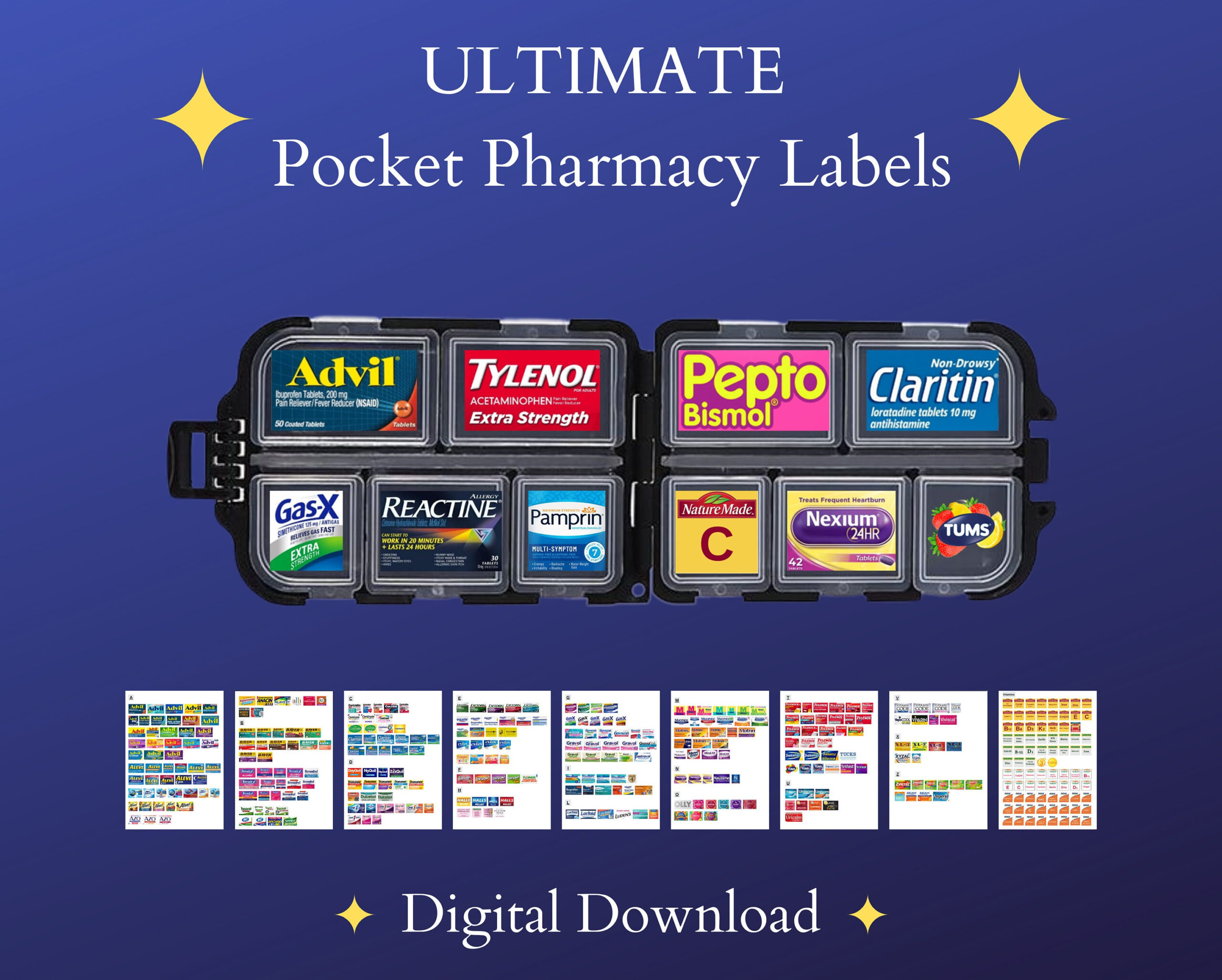 Ultimate Pocket Pharmacy Labels, Printable Pill Case Labels, Over throughout Pocket Pharmacy Labels Free Printable