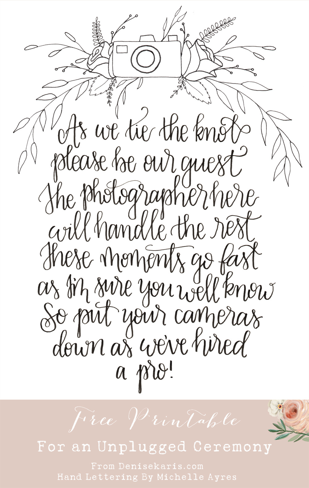 Unplugged Ceremony Free Printable - Denise Karis Photography intended for Unplugged Ceremony Sign Printable Free