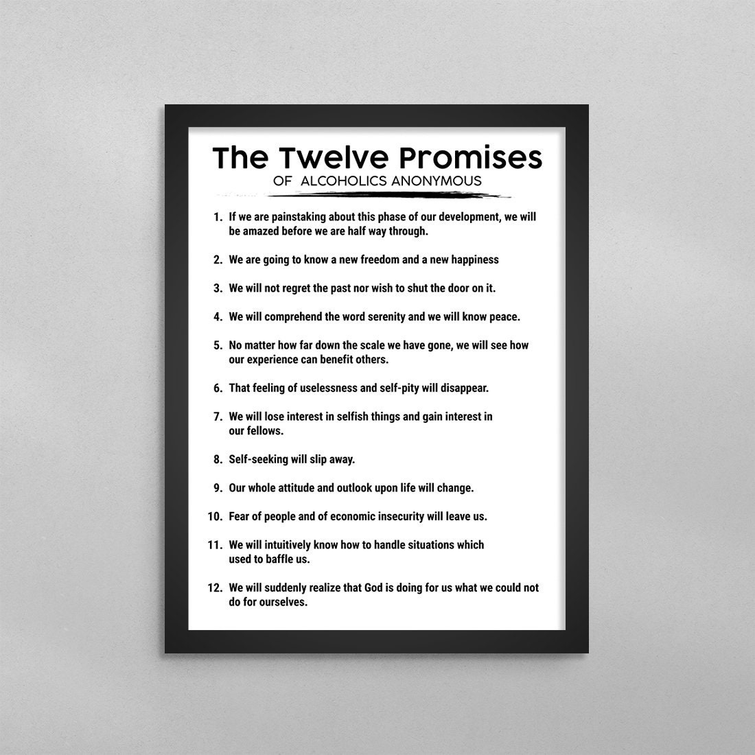 Updated Twelve (12) Promises Of Alcoholics Anonymous (A.a.) Poster for Free Printable Aa Promises