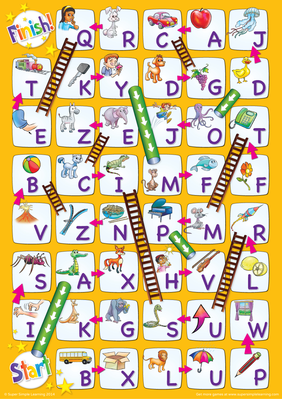 Uppercase Alphabet Chutes &amp;amp; Ladders Game - Super Simple within Chutes And Ladders Game Board Printable