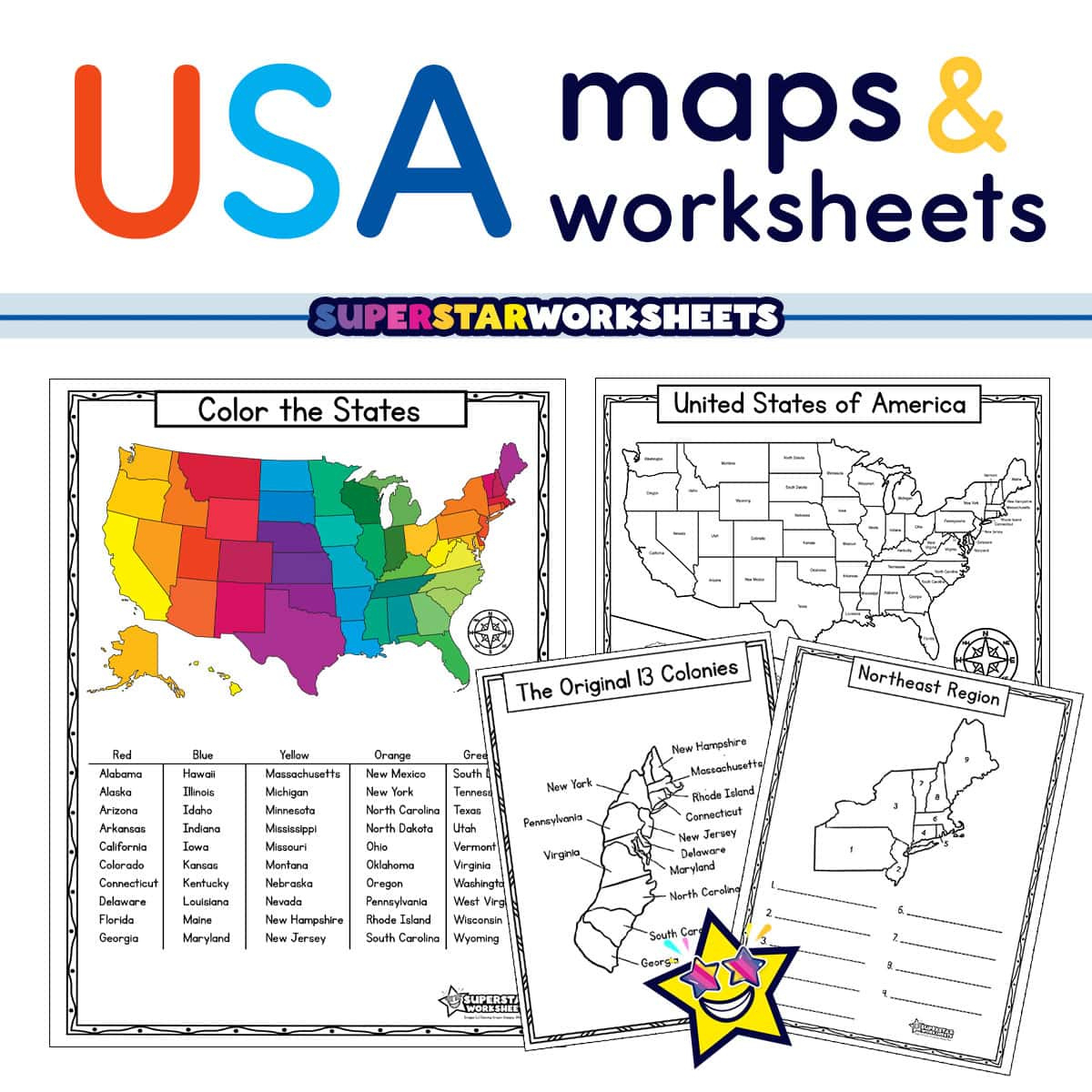 Usa Map Worksheets - Superstar Worksheets with Printable 5 Regions Of The United States Worksheets