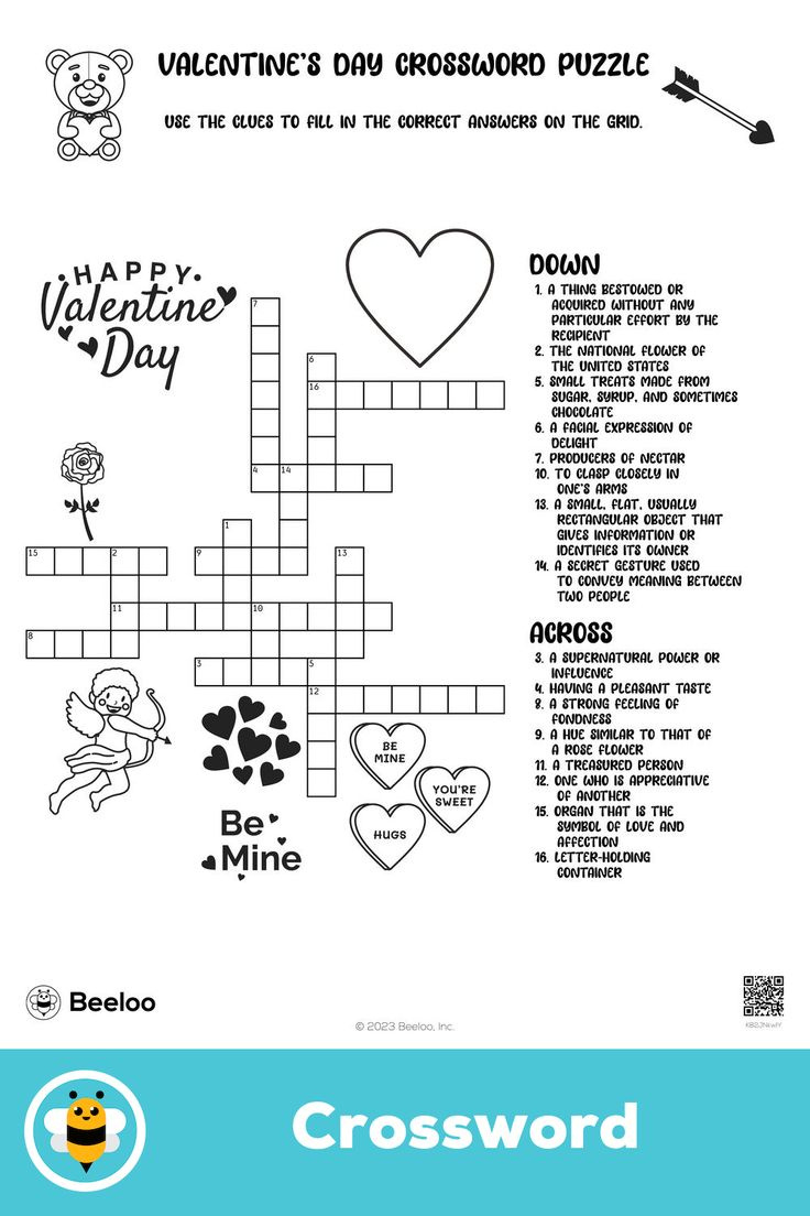 Valentine&amp;#039;S Day Crossword Puzzle within Free Printable Valentine Crossword Puzzles