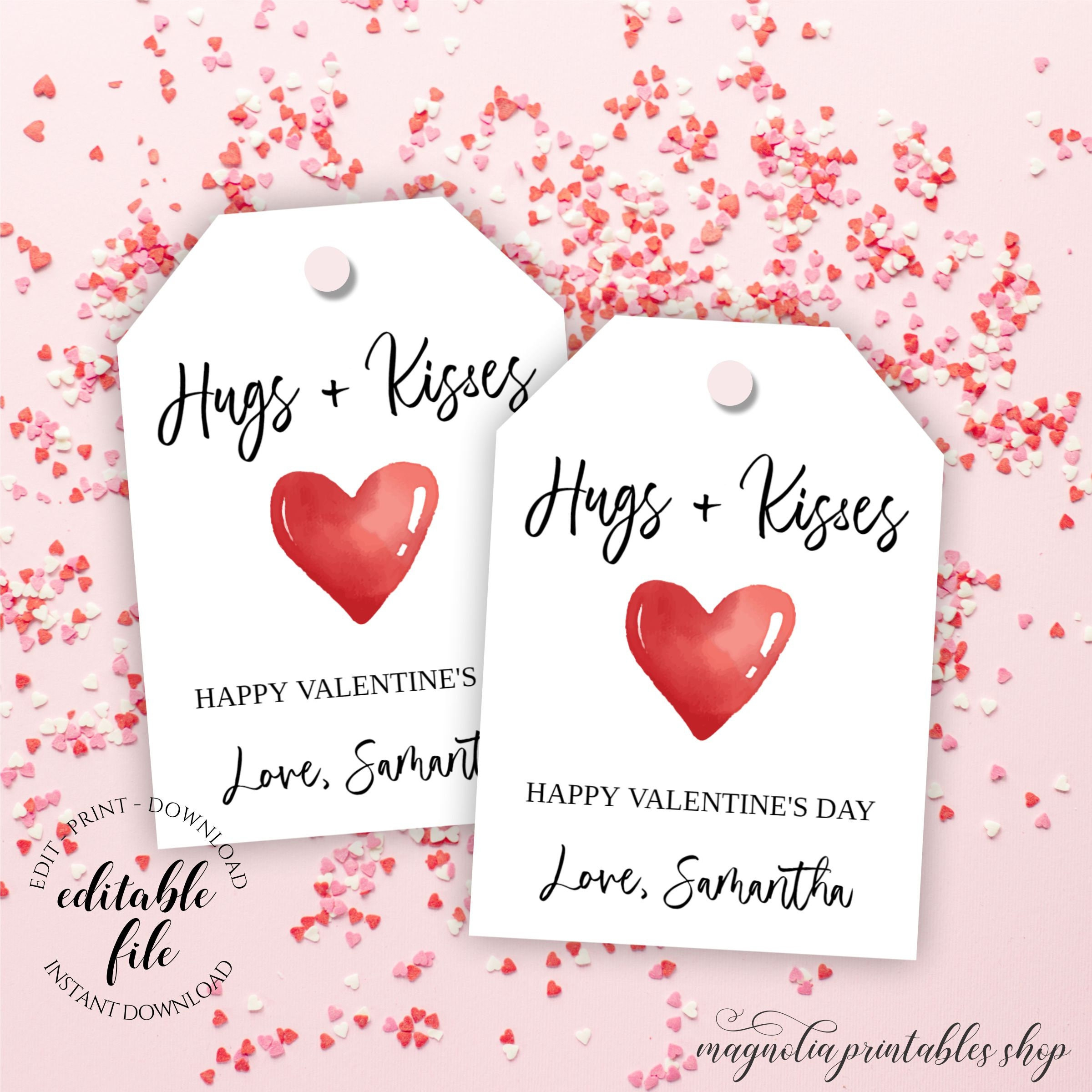 Valentine&amp;#039;S Day Gift Tag Template, Hugs And Kisses Gifts For within Hugs And Kisses Printable Tag