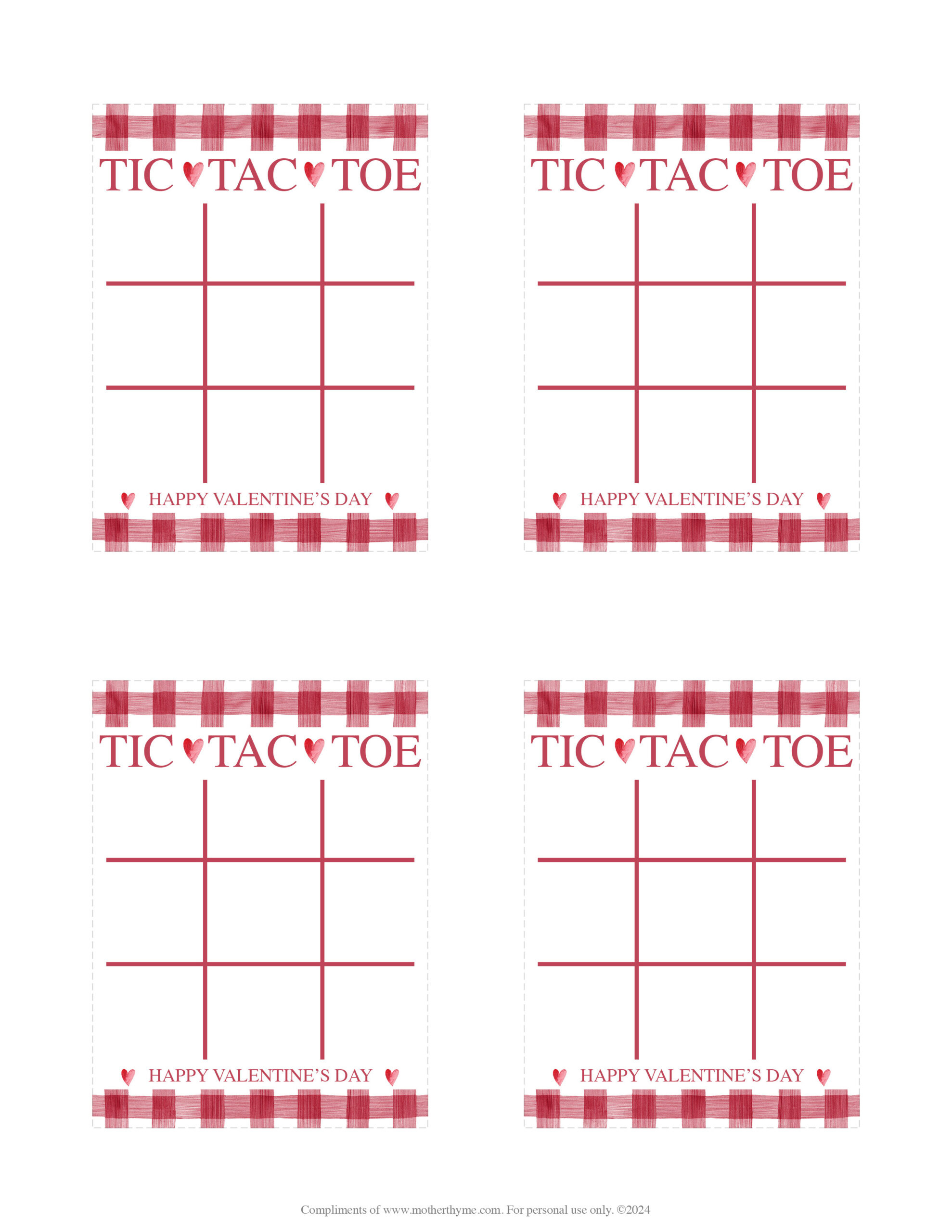 Valentine&amp;#039;S Day Tic Tac Toe – Free Printable - Mother Thyme with regard to Tic Tac Toe Valentine Free Printable