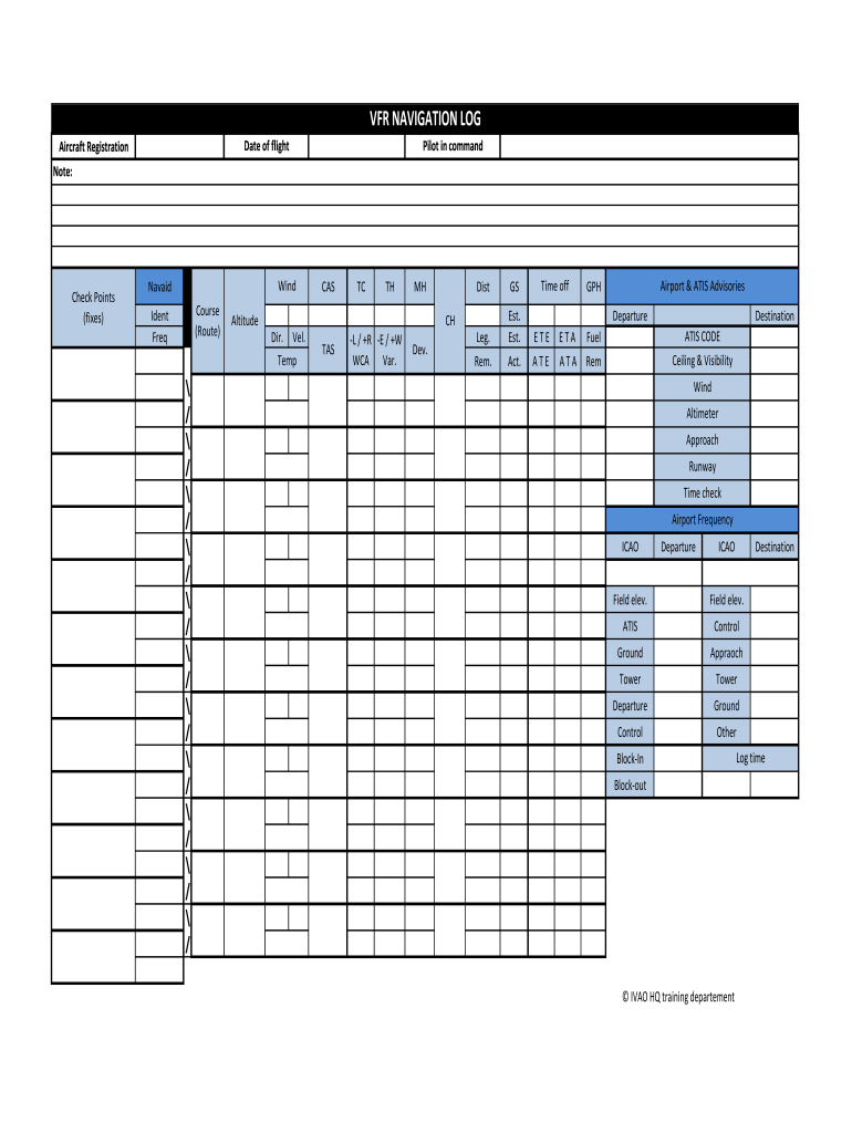 Vfr Nav Log Fillable Pdf - Fill Online, Printable, Fillable, Blank pertaining to Printable Vfr Navigation Log