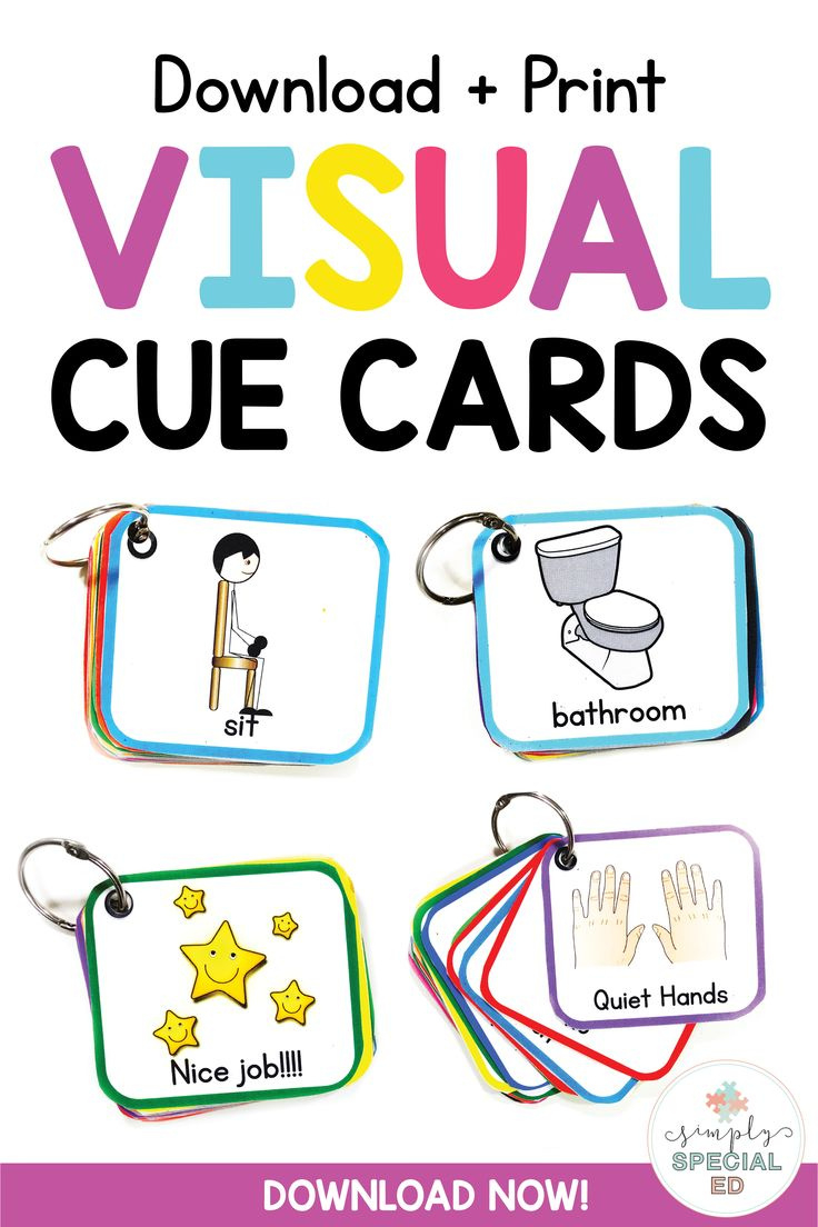 Visual Keychain | Cue Cards | Visual Lanyard | Behavior Supports in Lanyard Free Printable Visual Cue Cards For Autism