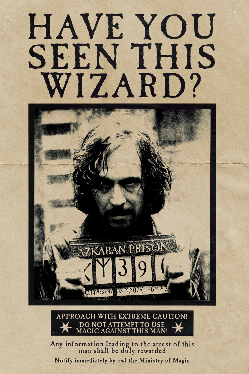 Wall Art Print Harry Potter - Wanted Sirius Black | Gifts in Harry Potter Wanted Poster Printable