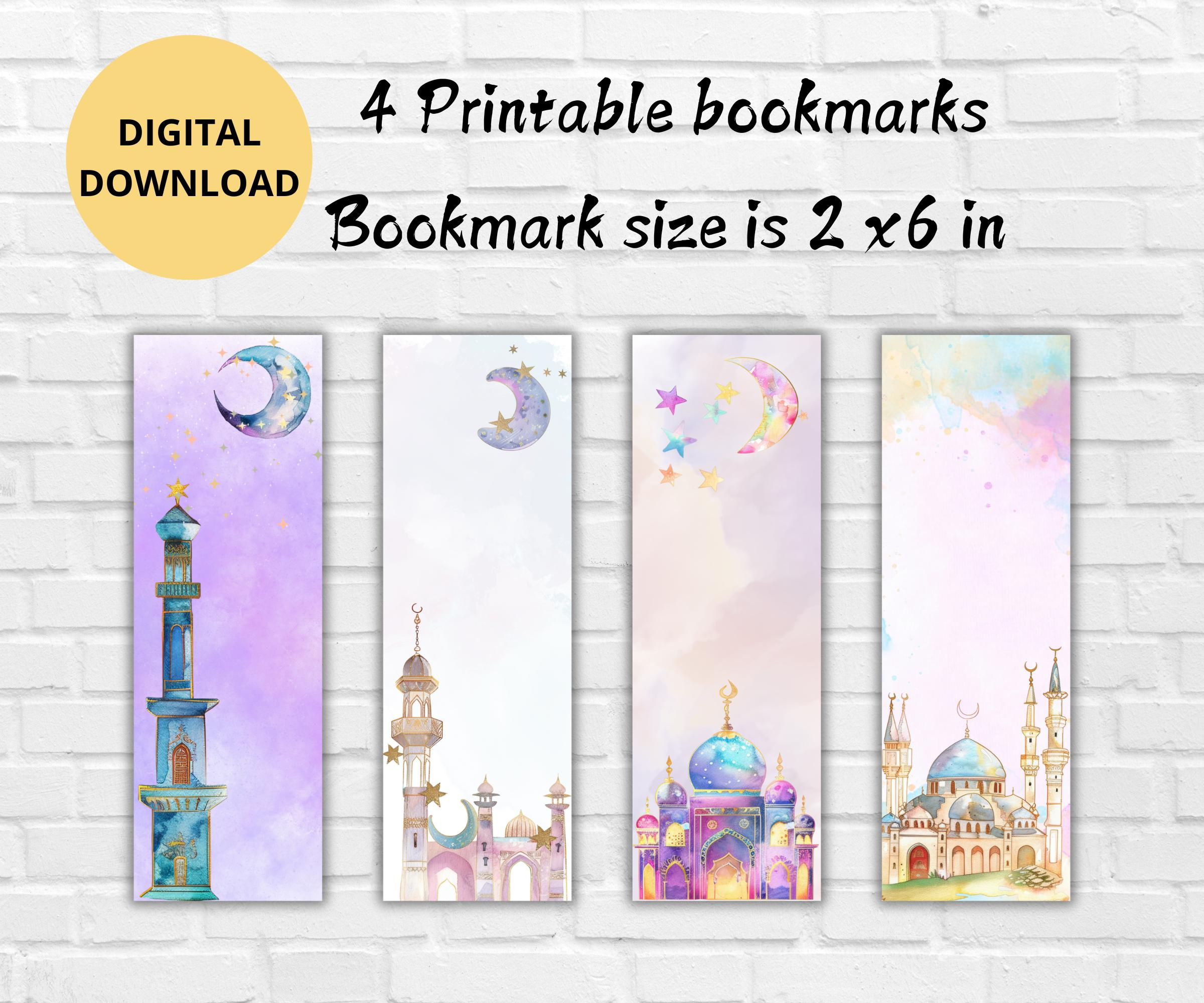 Watercolor Muslim Printable Bookmark Set-Ramadan Bookmark-Islamic Bookmark -Quran Bookmark Set- Arabic Bookmark-Masjid Bookmark-Book Lover in Ramadan Bookmarks Printable