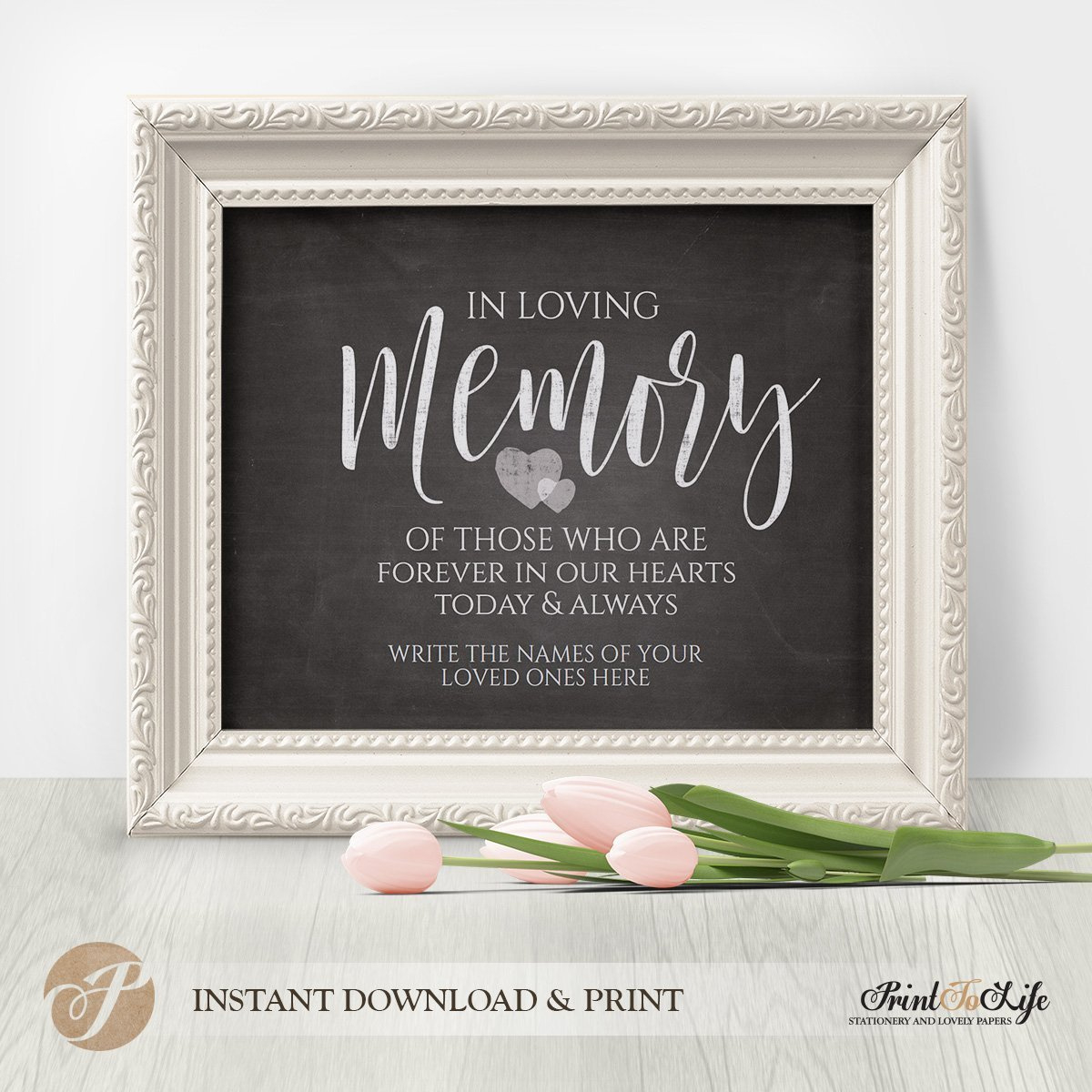 Wedding Memorial Sign, In Loving Memory Sign, Printable Chalkboard pertaining to In Loving Memory Wedding Sign Printable