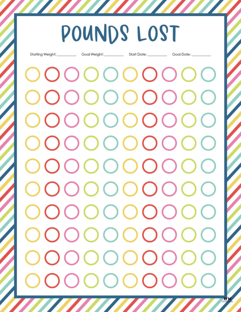 Weight Loss Trackers - 29 Free Printables | Printabulls pertaining to Free Printable Weight Loss Colouring Chart