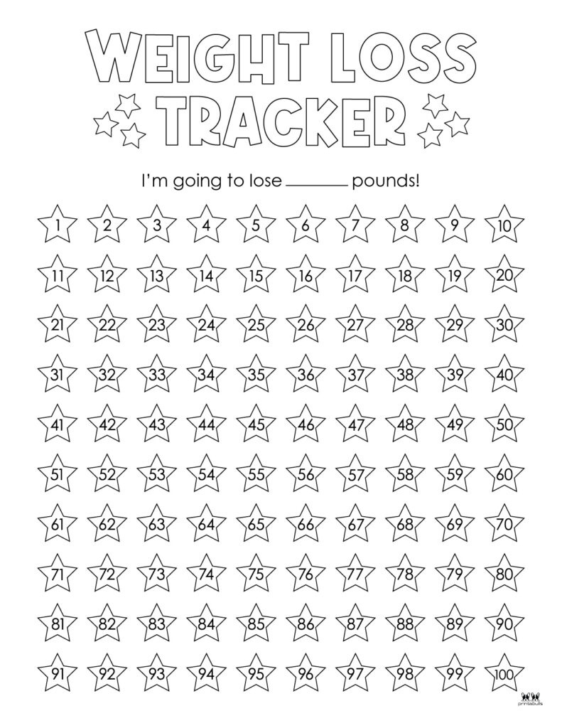 Weight Loss Trackers - 29 Free Printables | Printabulls regarding Free Printable Weight Loss Colouring Chart