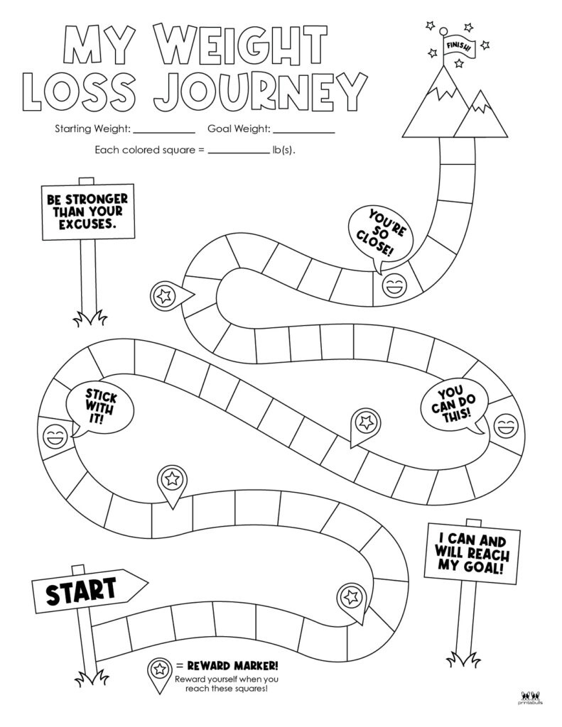 Weight Loss Trackers - 29 Free Printables | Printabulls with Free Printable Weight Loss Colouring Chart