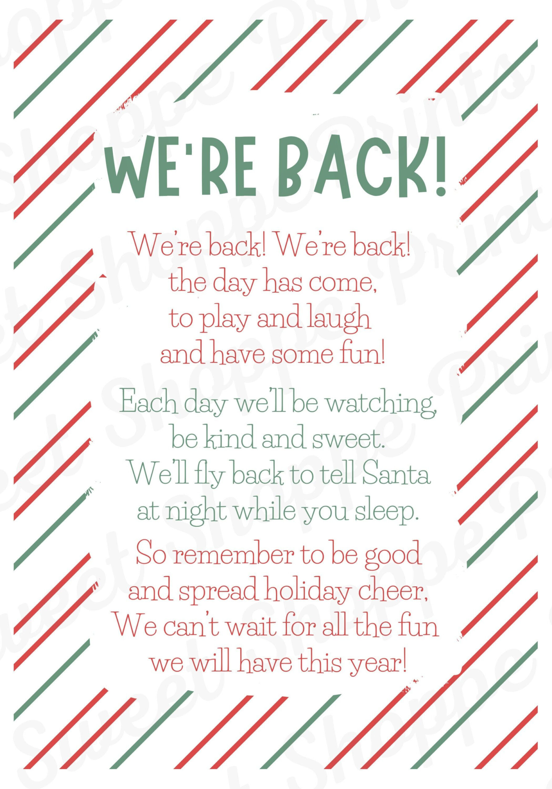 We&amp;#039;Re Back! Elf Letter throughout We&amp;#039;Re Back Elf Letters Free Printable