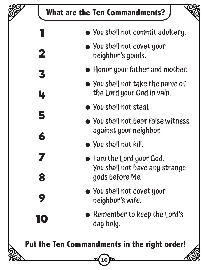 What Are The Ten Commandments? Coloring Page3 - Catholicbrain regarding Printable Ten Commandments Catholic