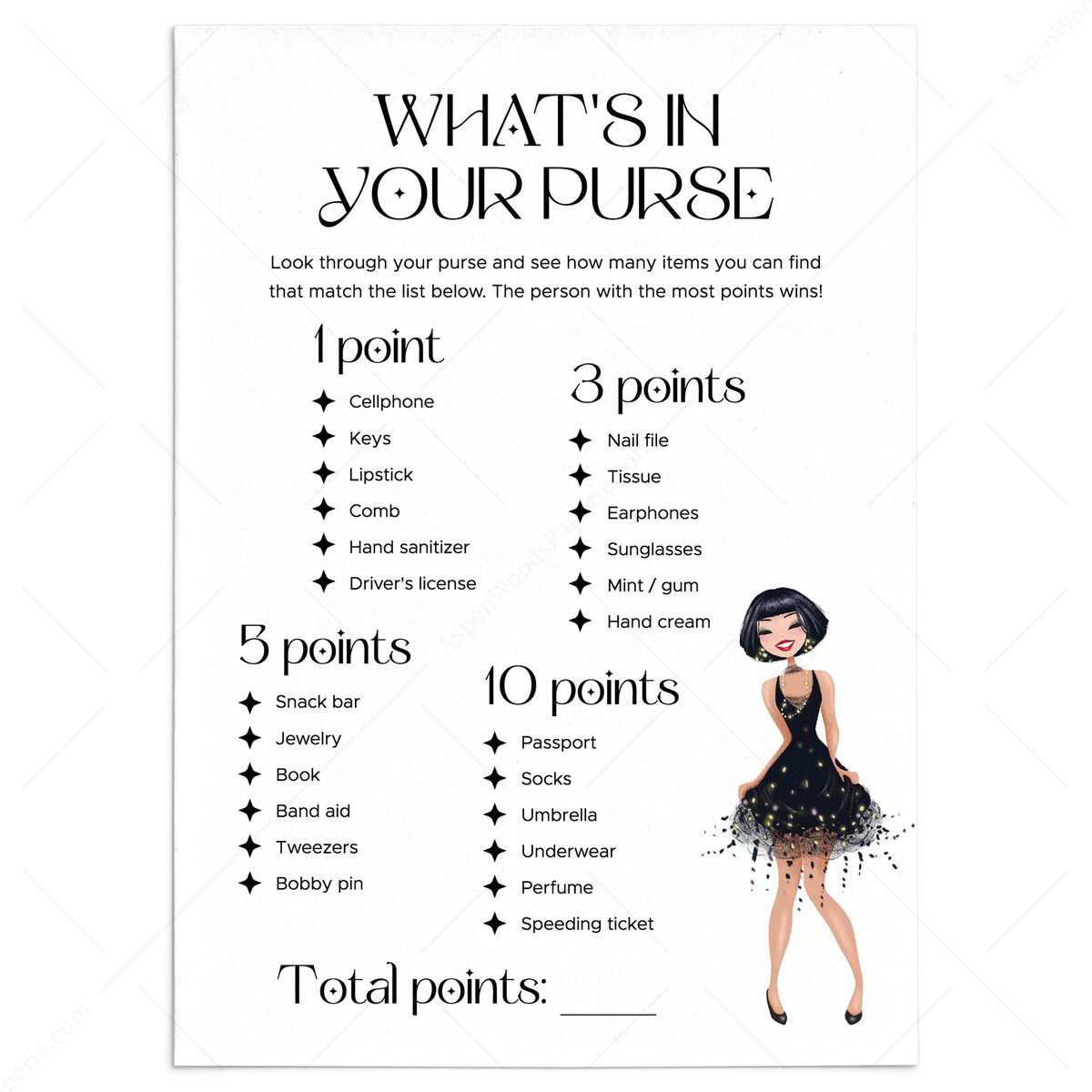 Whats In Your Purse | Ladies Night Game Printable | 20S Themed for Free Printable What&amp;amp;#039;s in Your Purse Game Printable