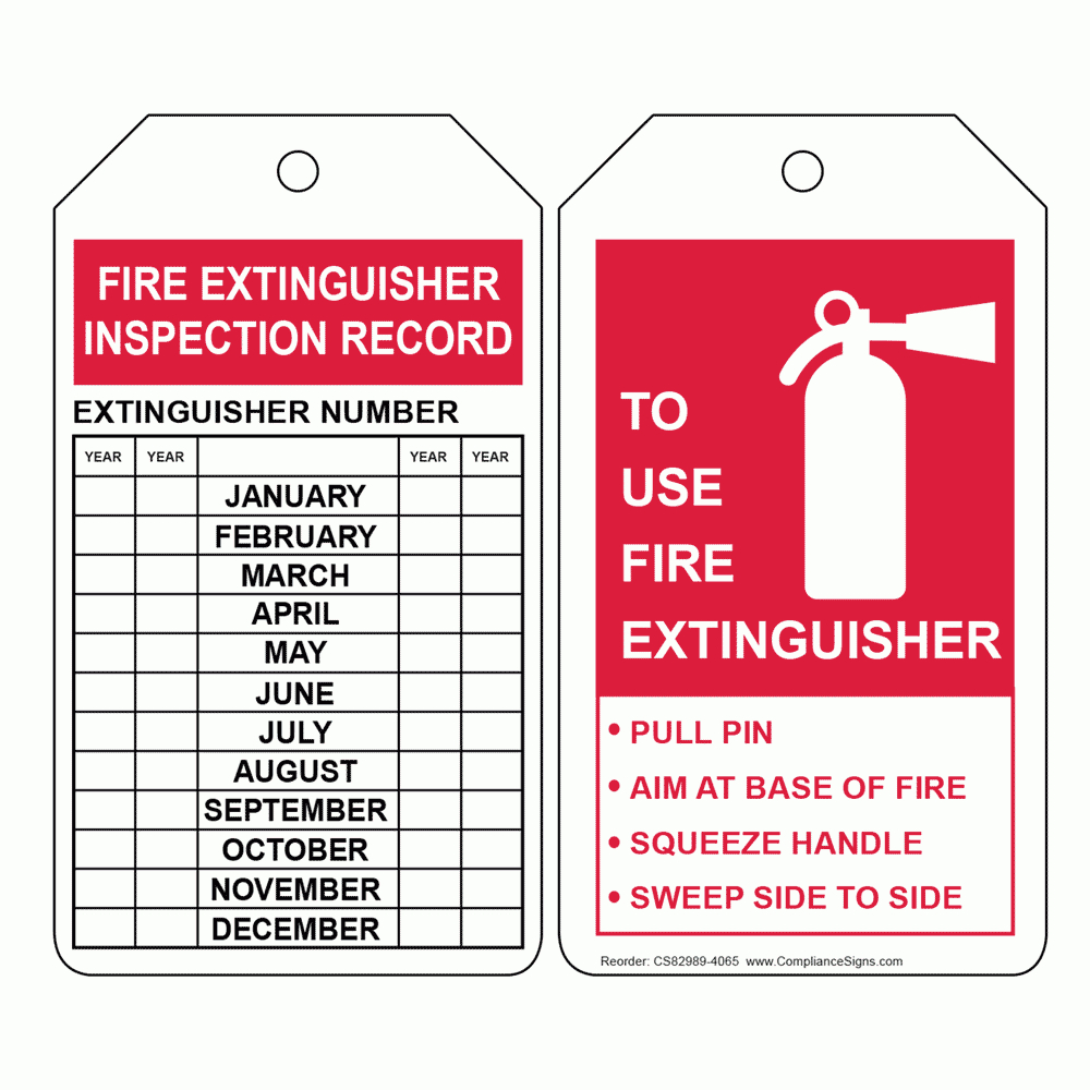 White Fire Extinguisher Inspection How To | Safety Tags inside Printable Fire Extinguisher Inspection Tags