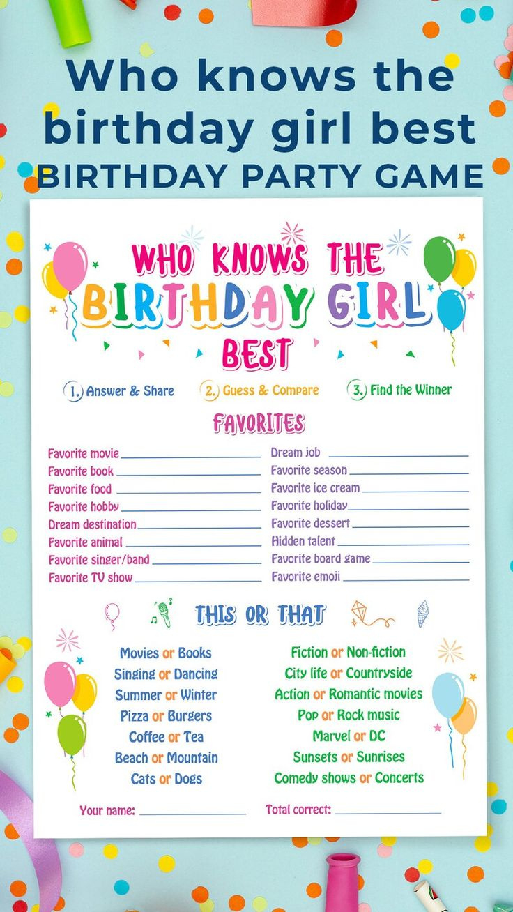 Who Knows The Birthday Girl Best, Birthday Quiz, Birthday pertaining to Free Printable Birthday Trivia Games