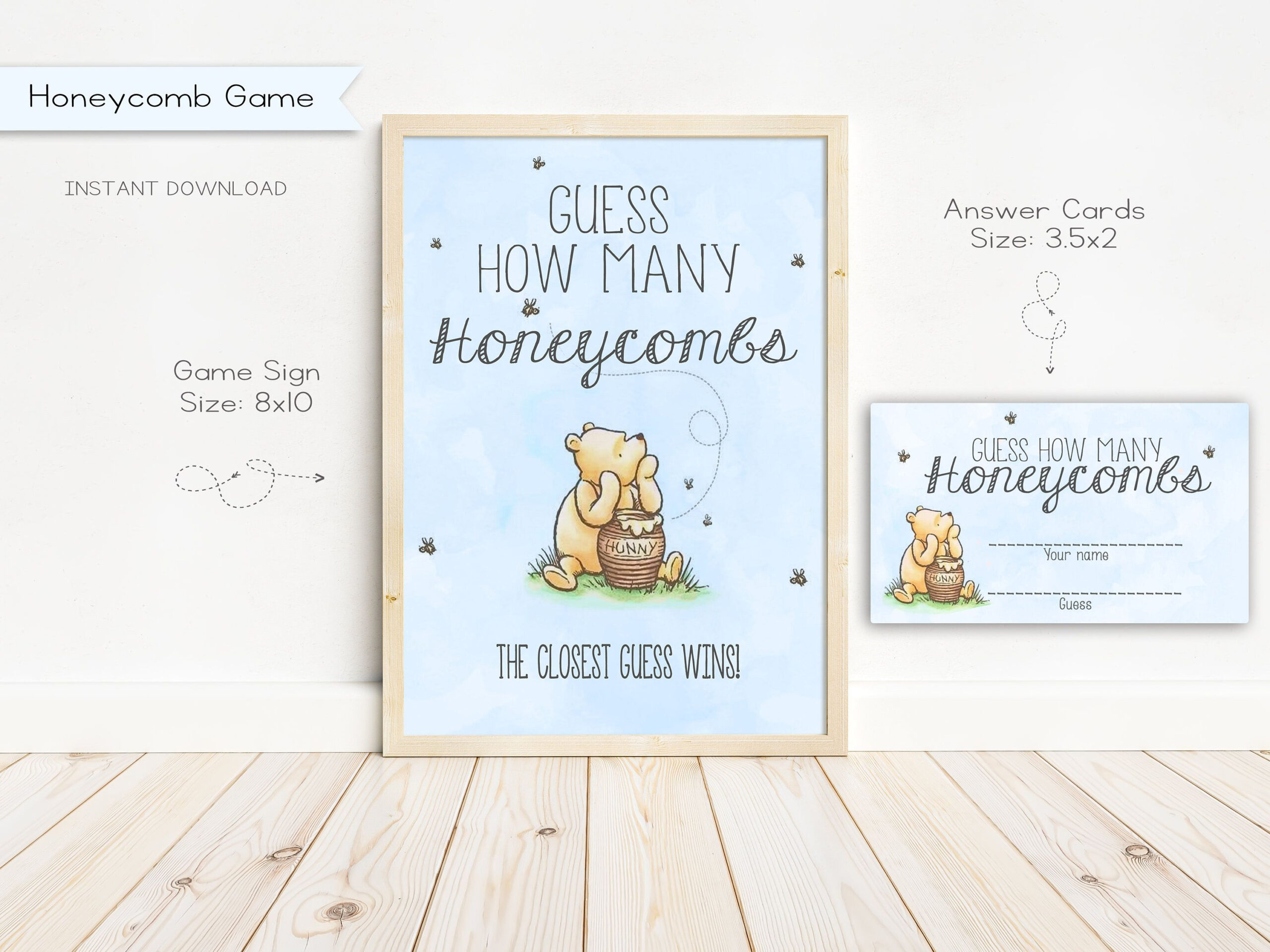 Winnie The Pooh Baby Shower How Many Honeycombs, Sign And Answer throughout Guess How Many Honeycombs Free Printable