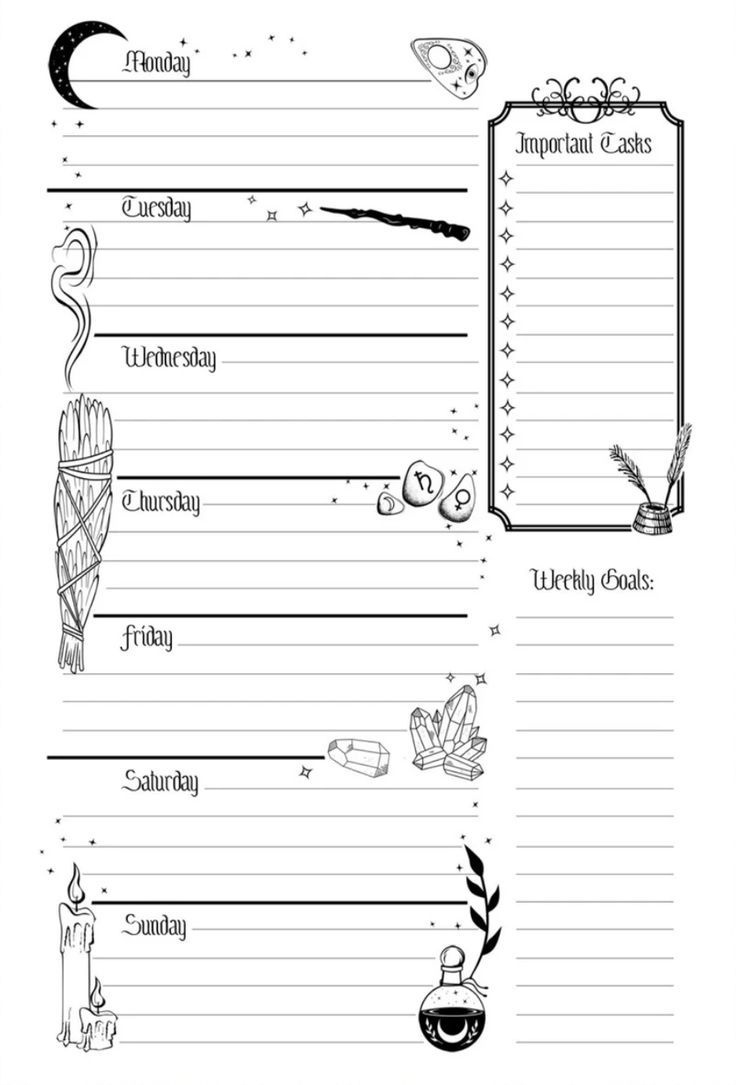 Witchy Weekly Planner Printable Pages Witch Planner Pages 2022 A5 regarding Free Witchy Planner Printables