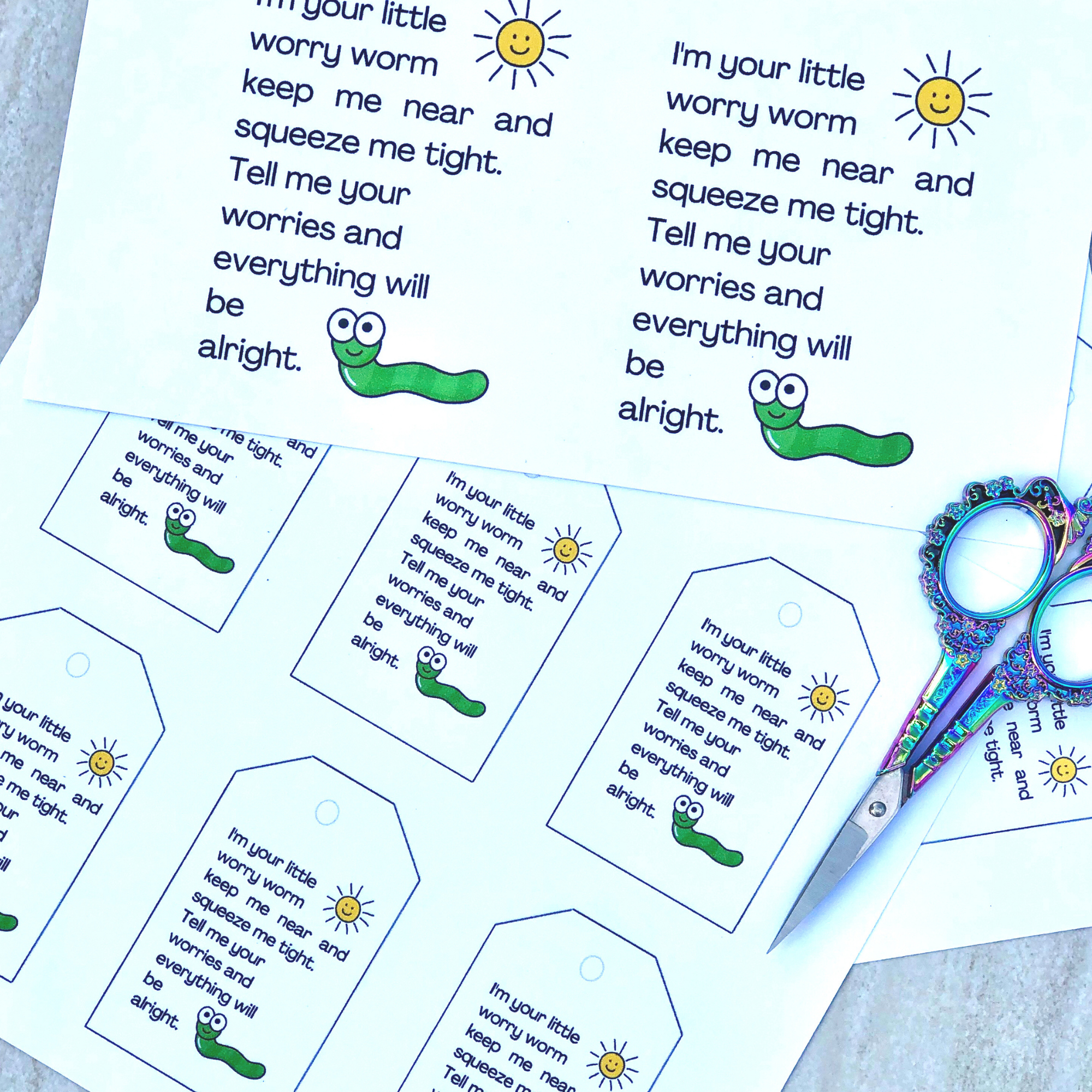 Worry Worm Postcards And Tags Jpeg - Loomahat throughout Free Printable Worry Worm Tags