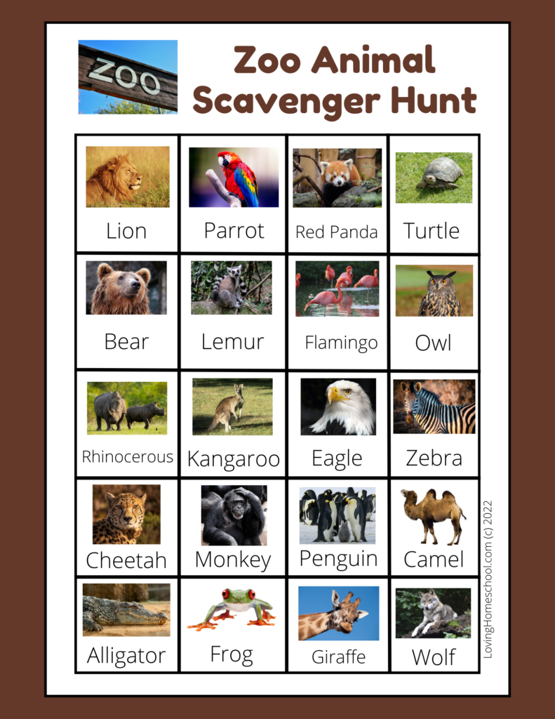 Zoo Scavenger Hunt - Lovinghomeschool regarding Zoo Scavenger Hunt Printable Free