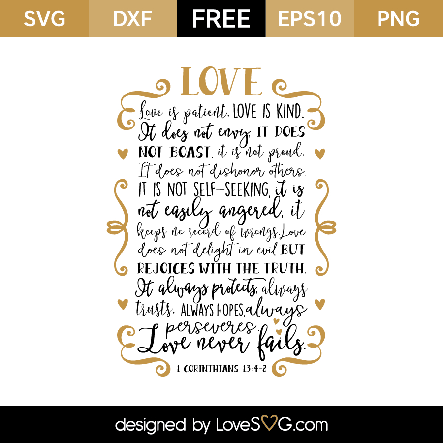 1 Corinthians 13:4-8 - Lovesvg for 1 Corinthians 13 Free Printable