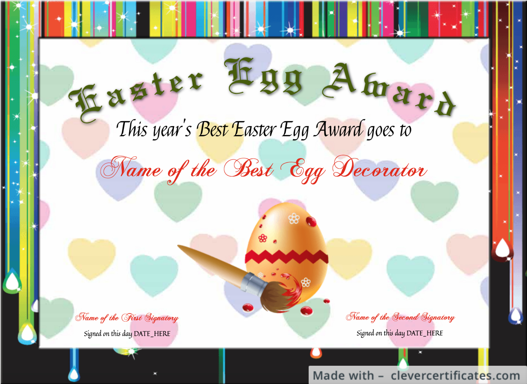 11 Free Easter Certificate Templates Ideas | Certificate Templates pertaining to Free Printable Easter Eggs Hunt Certificates