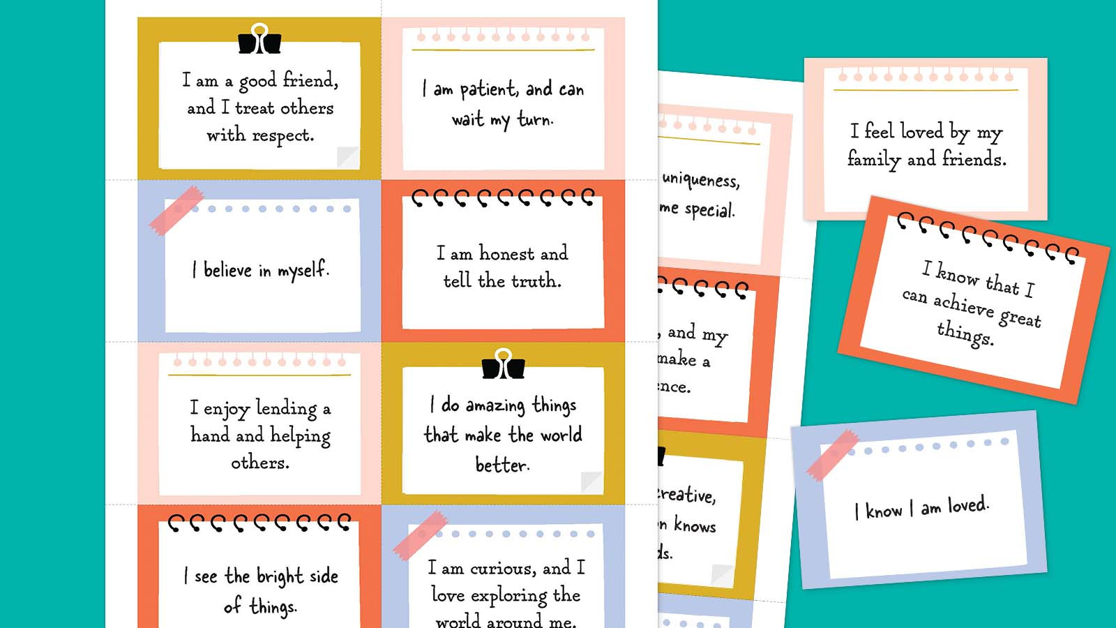 111 Daily Positive Affirmations For Kids (Free Printable Cards) regarding Free Printable Affirmations