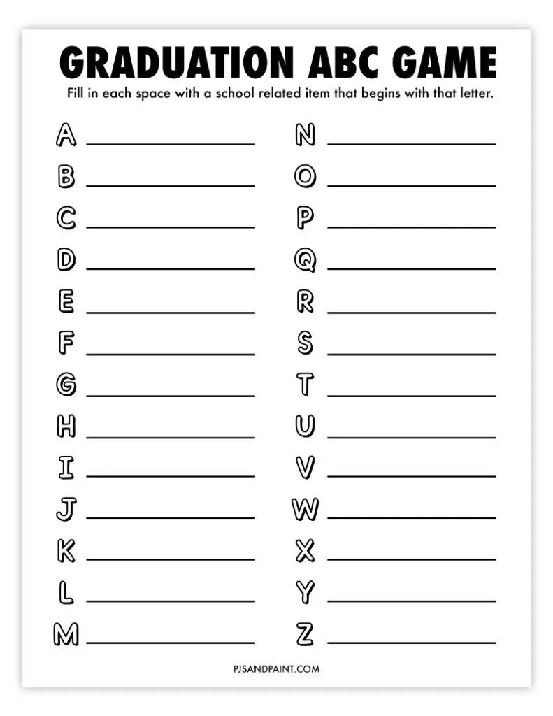 15 Free Printable Graduation Games And Activities - Pjs And Paint for Free Printable Graduation Games