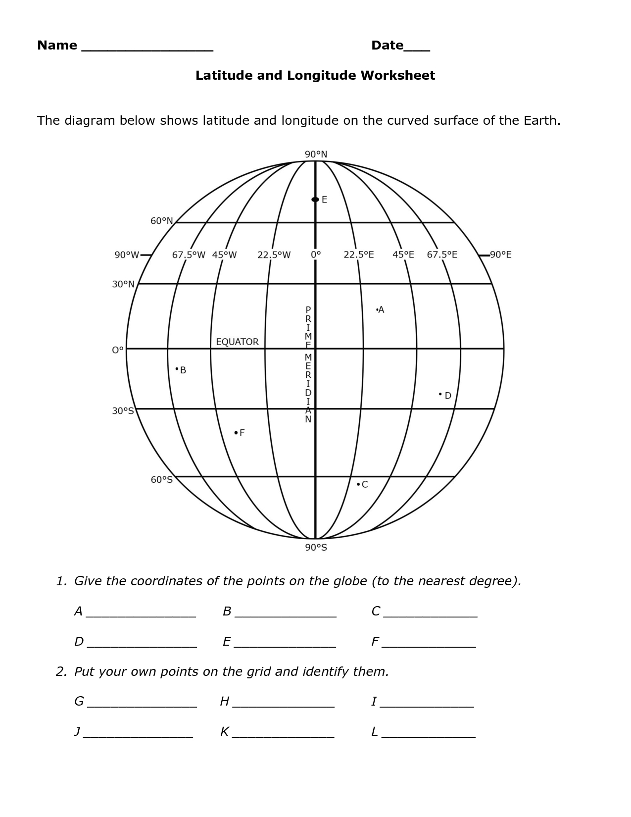 15 Latitude And Longitude Map Worksheet in Latitude and Longitude Worksheets Free Printable