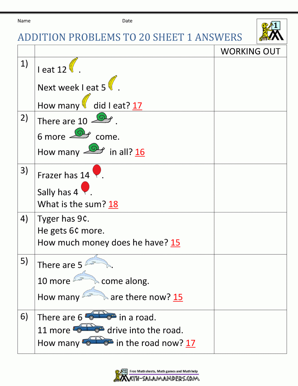 1St Grade Addition Word Problems intended for Simple Word Problem Addition Worksheet