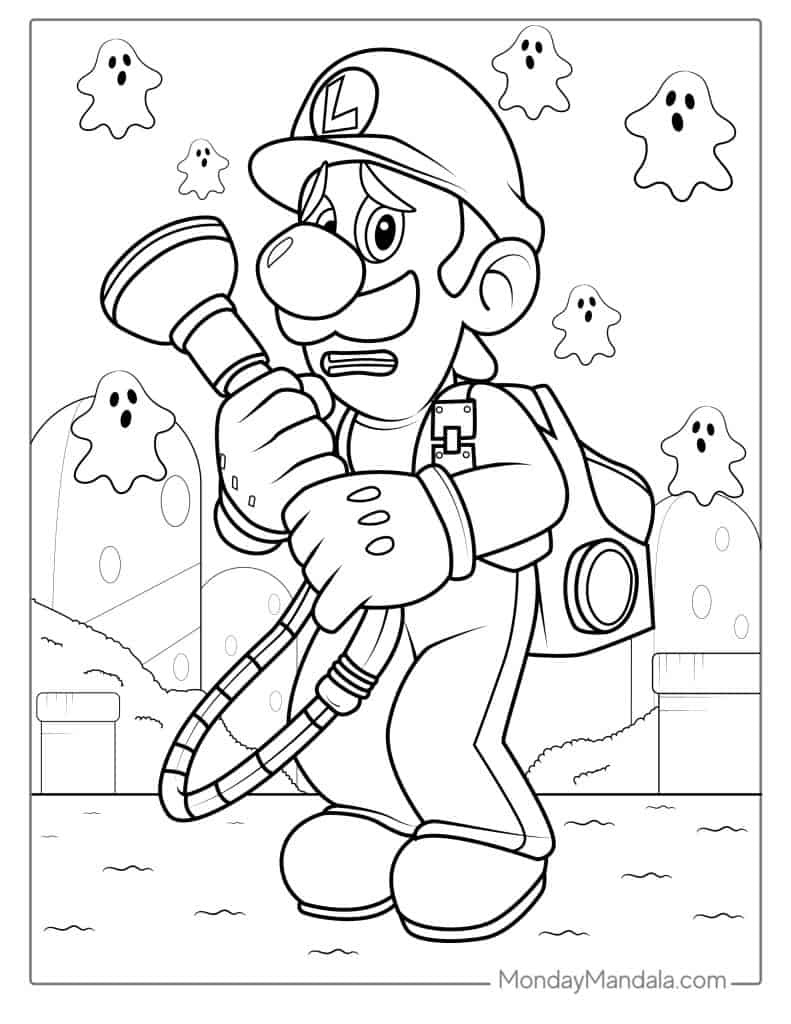 20 Cute Luigi Coloring Pages (Free Pdf Printables) for Free Printable Luigi Coloring Pages