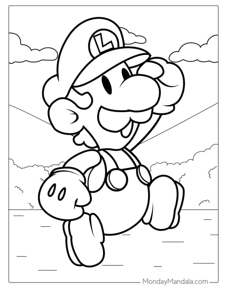 20 Cute Luigi Coloring Pages (Free Pdf Printables) pertaining to Free Printable Luigi Coloring Pages
