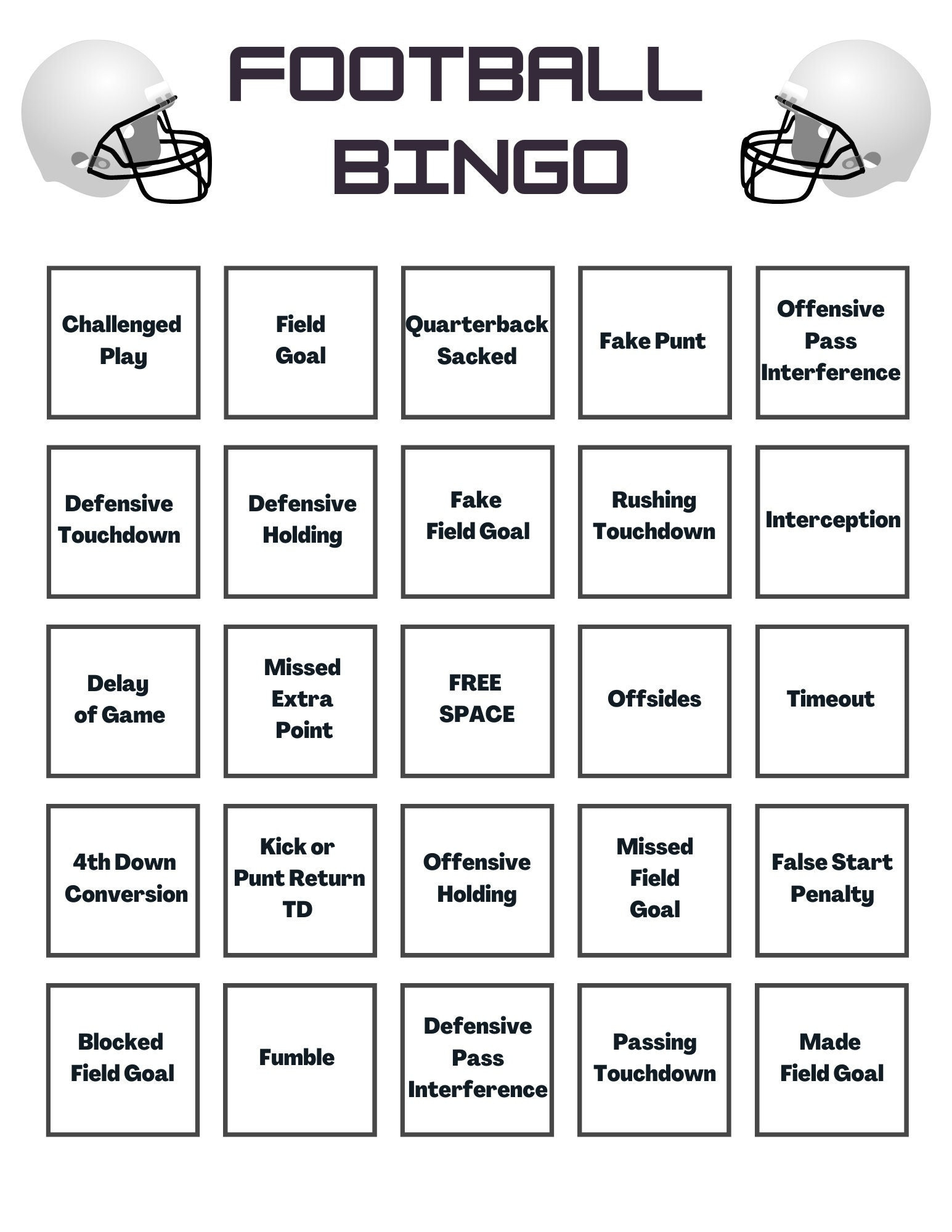 20 Printable Football Bingo Cards | Super Bowl Party | Football intended for Football Bingo Cards Printable
