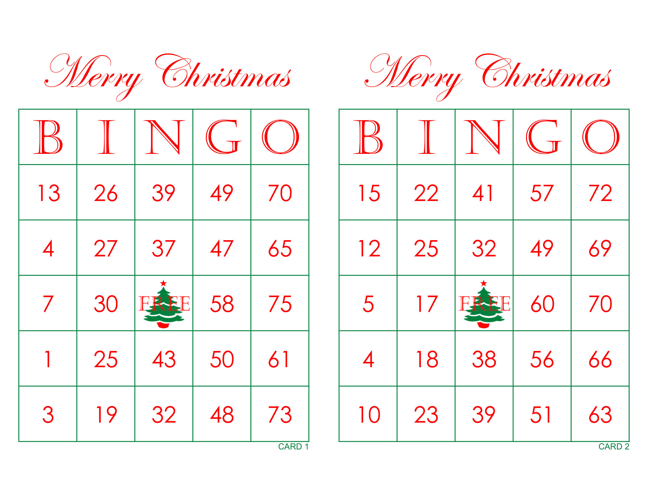 200 Merry Christmas Bingo Cards Pdf Download, 2 Per Page, Instant inside Christmas Bingo Cards with Numbers