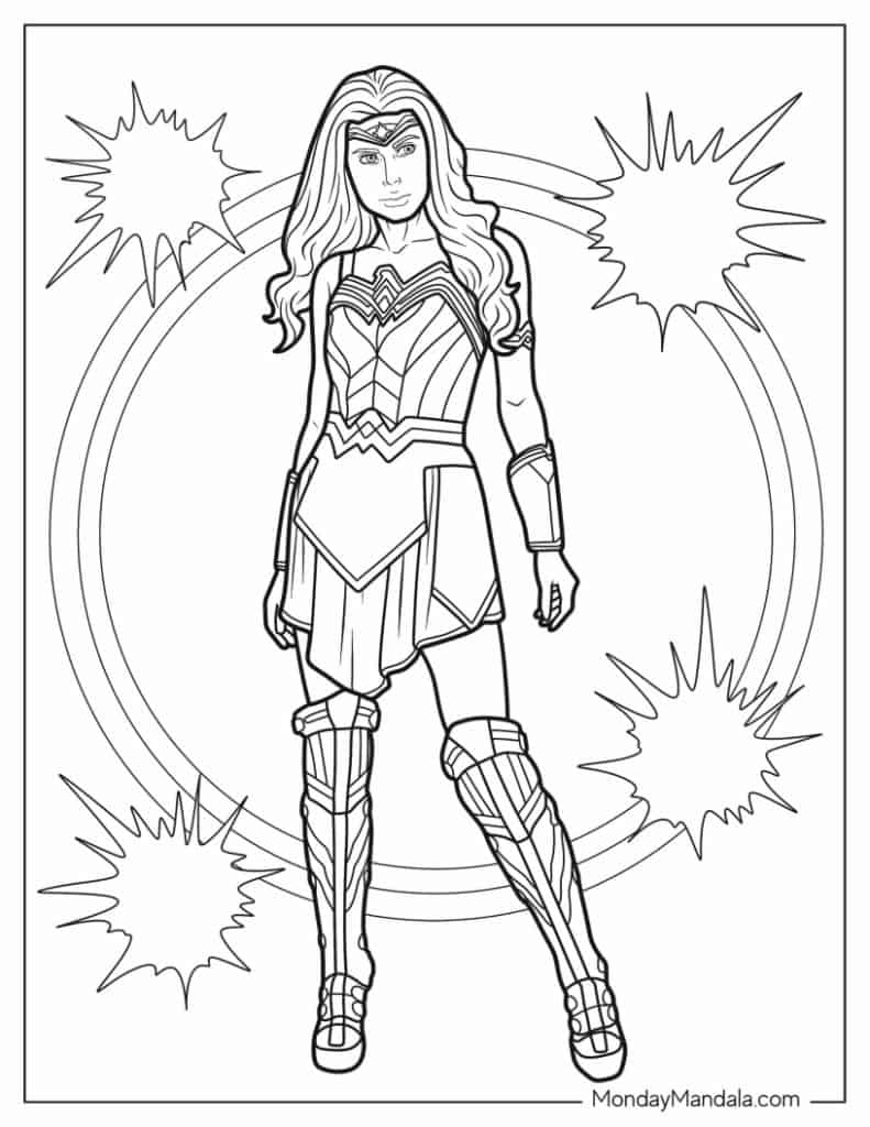 24 Wonder Woman Coloring Pages (Free Pdf Printables) pertaining to Free Printable Wonder Woman Coloring Pages