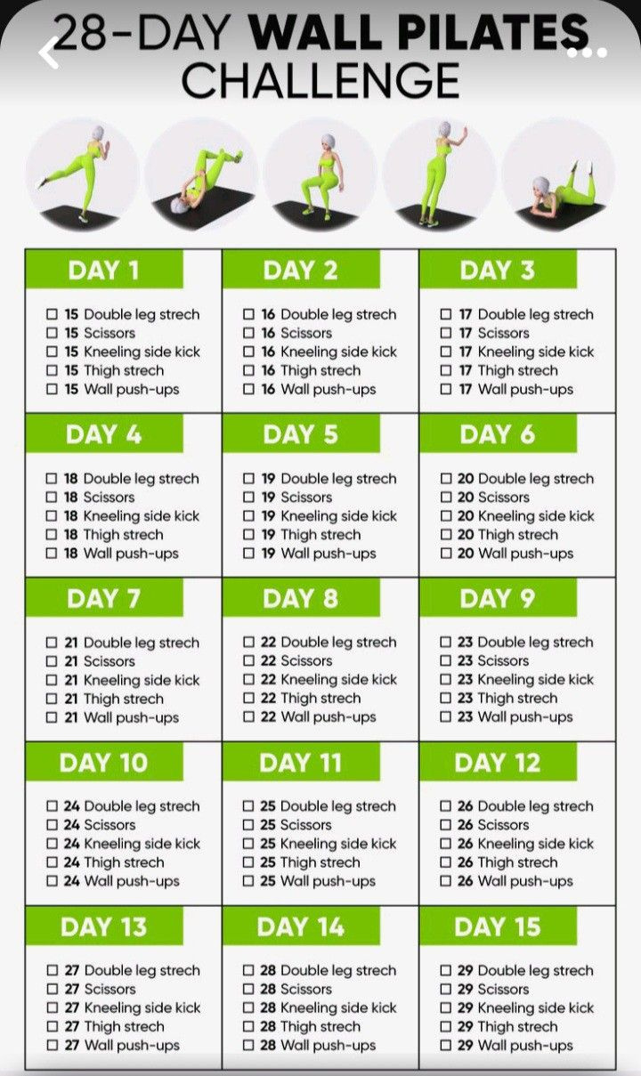 28-Day Pilates Challenge inside Wall Pilates Challenge Free Printable