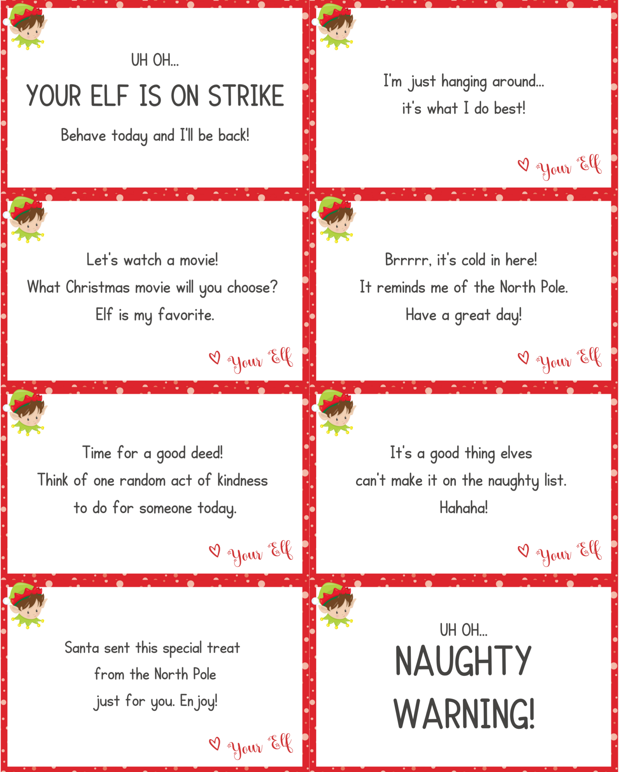 32 Free Elf On The Shelf Printable Notes - Play Party Plan intended for Elf On Strike Printable Free