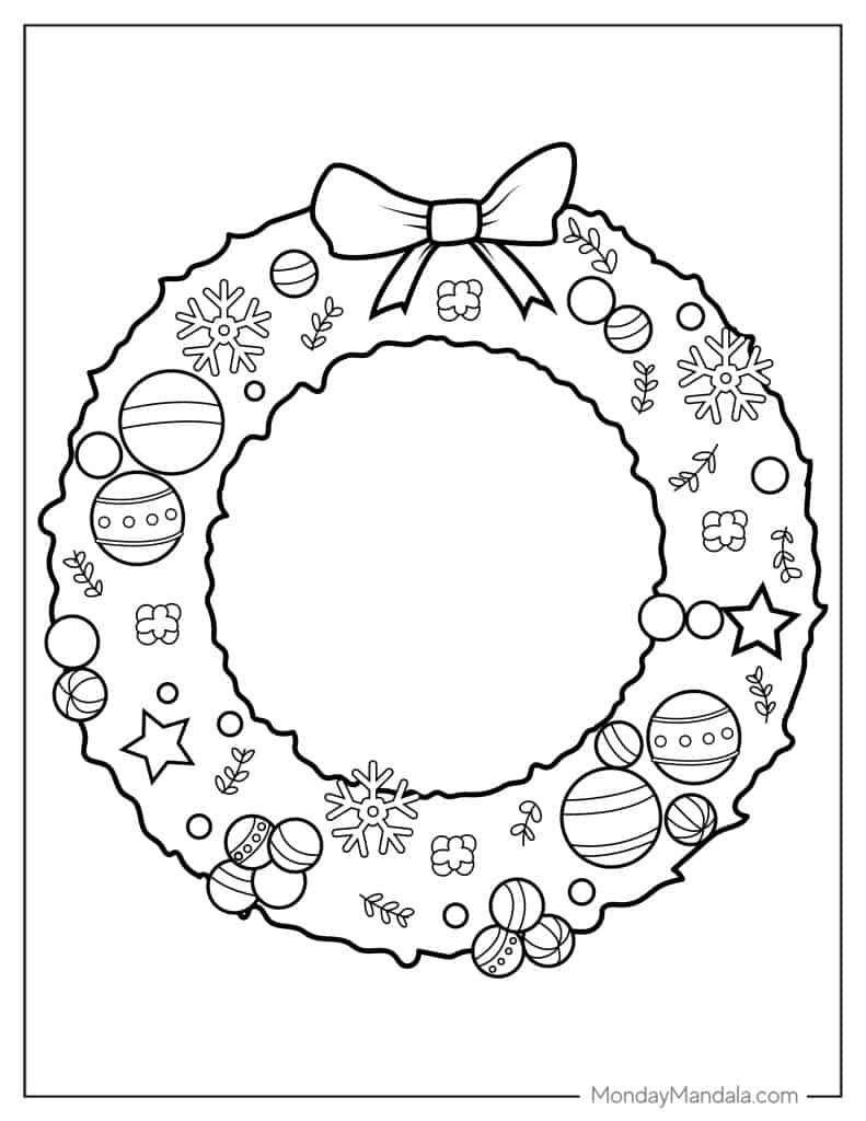 33 Christmas Wreath Coloring Pages (Free Pdf Printables) with Christmas Wreath Template Printable