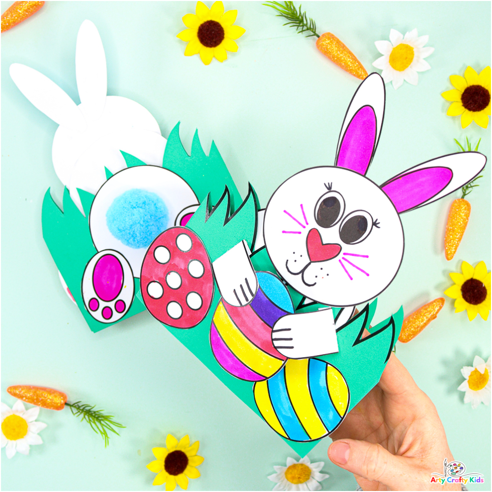 3D Pop-Up Bunny Card For Easter | Printable Easter Card - Arty inside Easter Card Printable