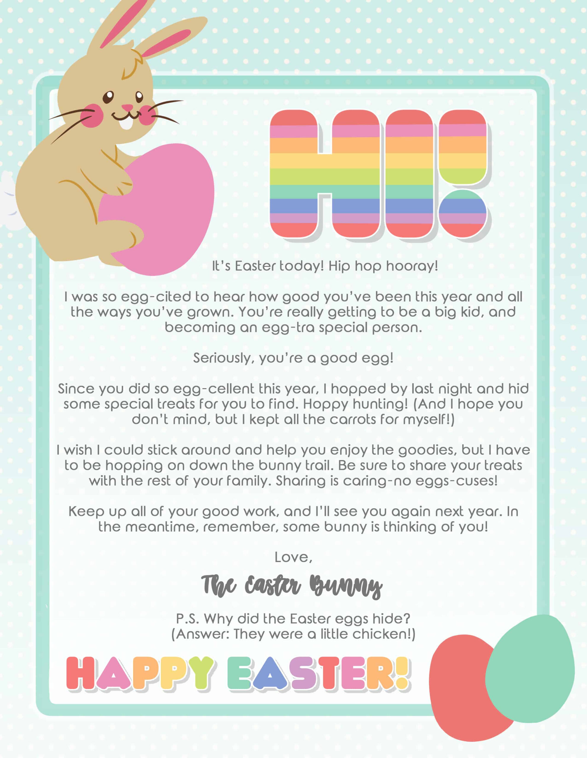4 Free Printable Easter Bunny Letters with Letter From The Easter Bunny Printable