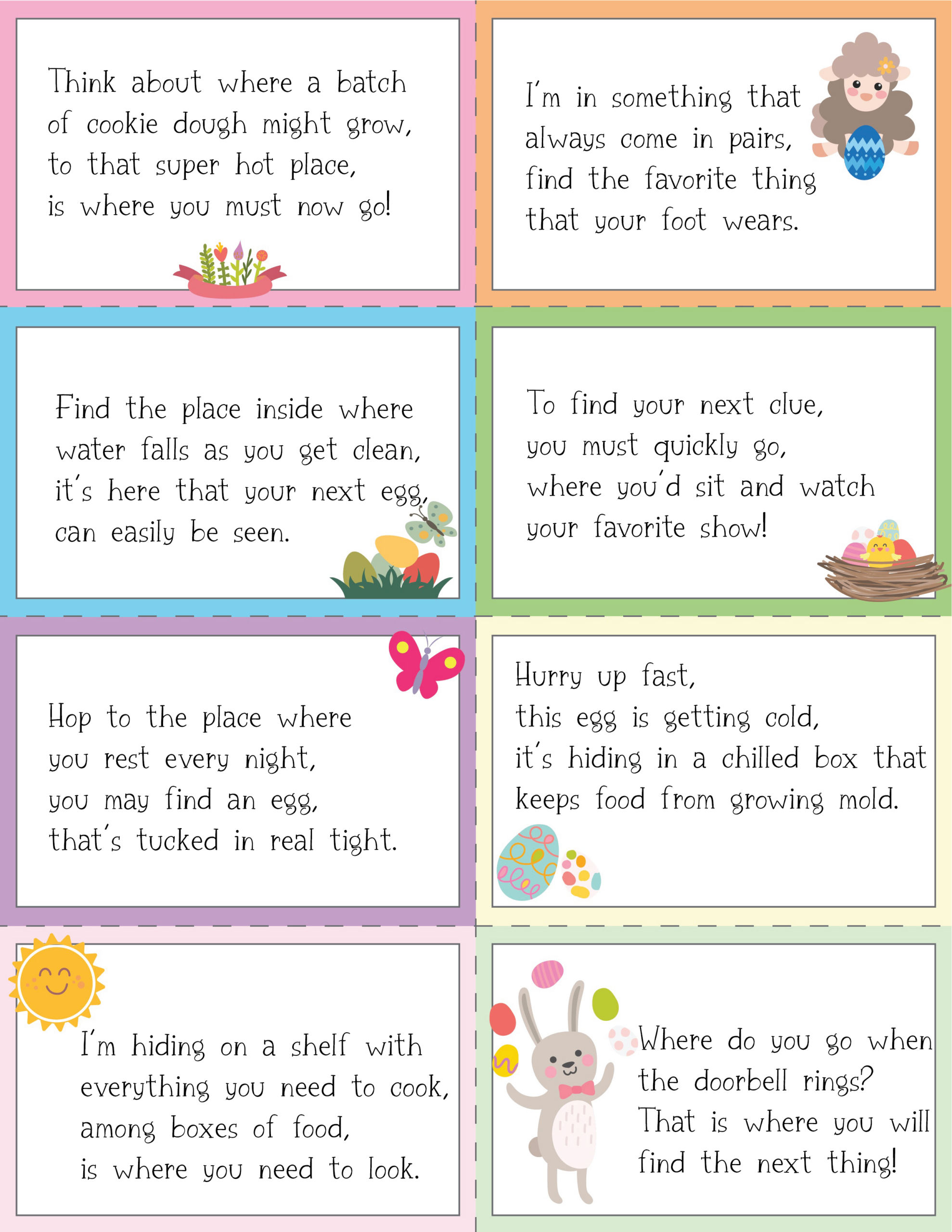 48 Free Printable Easter Egg Hunt Riddles - Play Party Plan with Easter Eggs Hunt Printable Clues