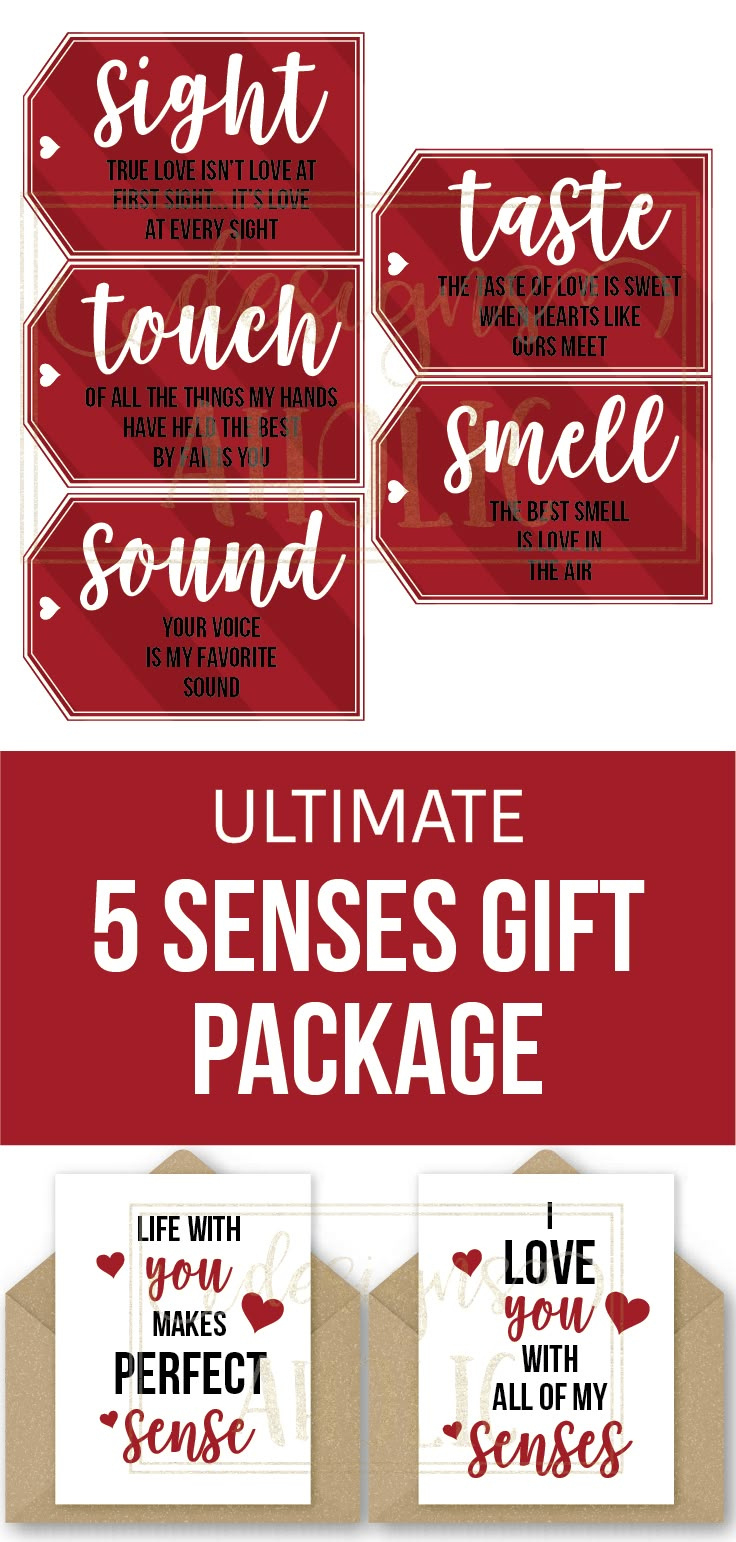 5 Senses Gift Tags &amp;amp; Cards; 5 Senses Gift Package Printables; 5 for Free Printable 5 Senses Gift Printables