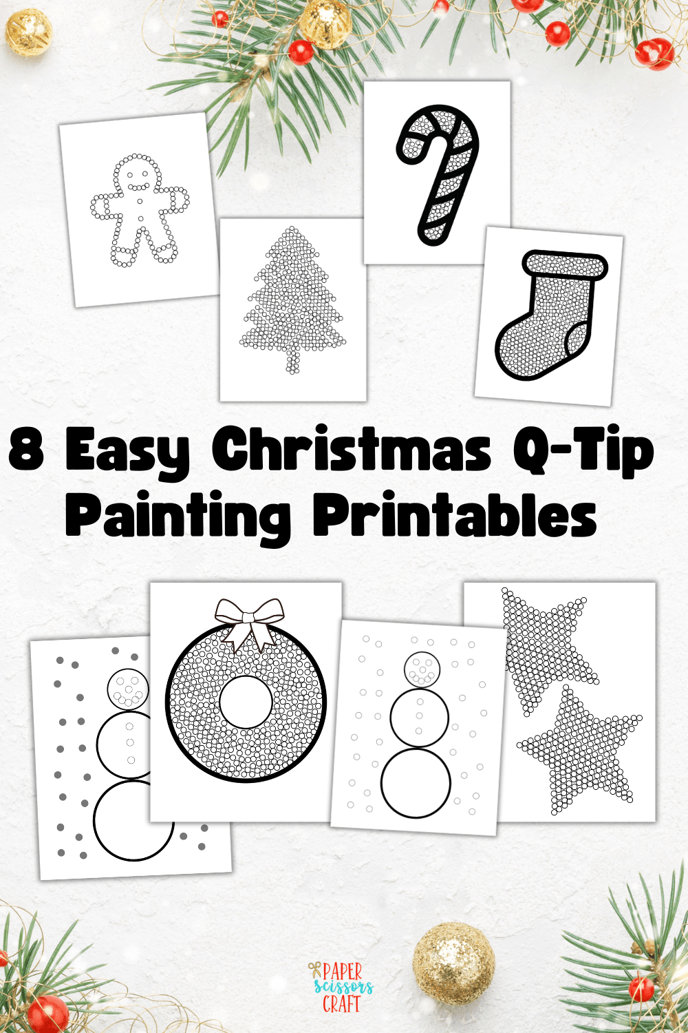 8 Easy Christmas Q-Tip Painting Printables (Includes Free Pdf) with Christmas Q Tip Painting Printables Free