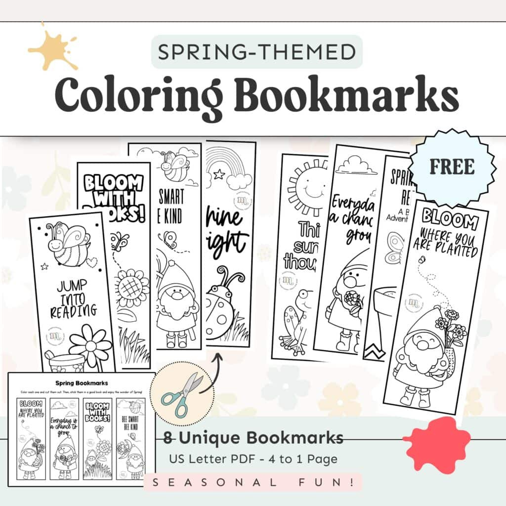 8 Free Printable Spring Coloring Bookmarks For Kids intended for Spring Bookmarks Free Printable