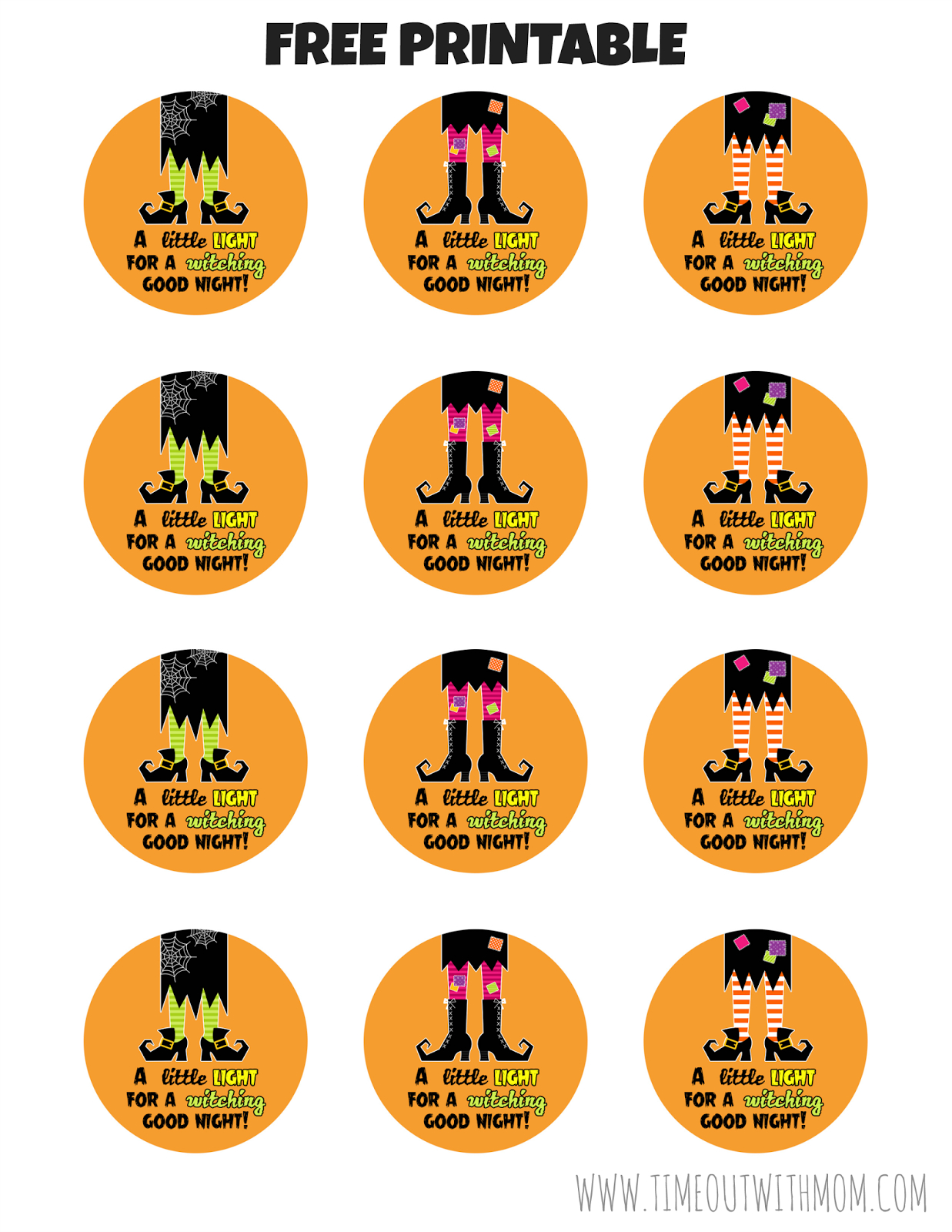 A Witching Good Night Glow Stick Tags pertaining to Free Halloween Glow Stick Printable