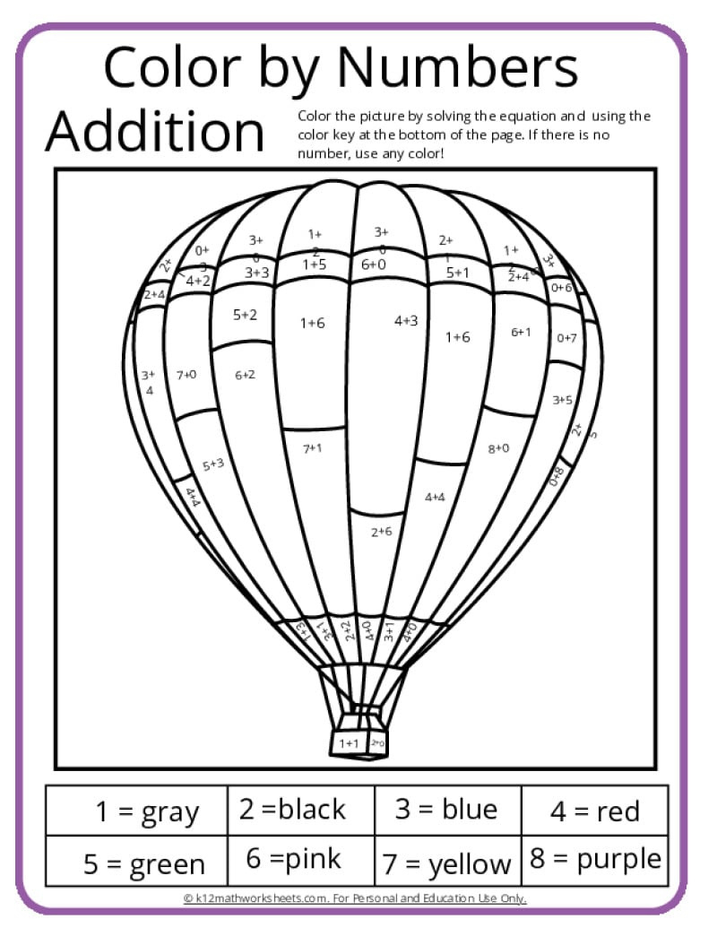 Addition Colornumber Printable Activities throughout Color by Addition Worksheet Printable